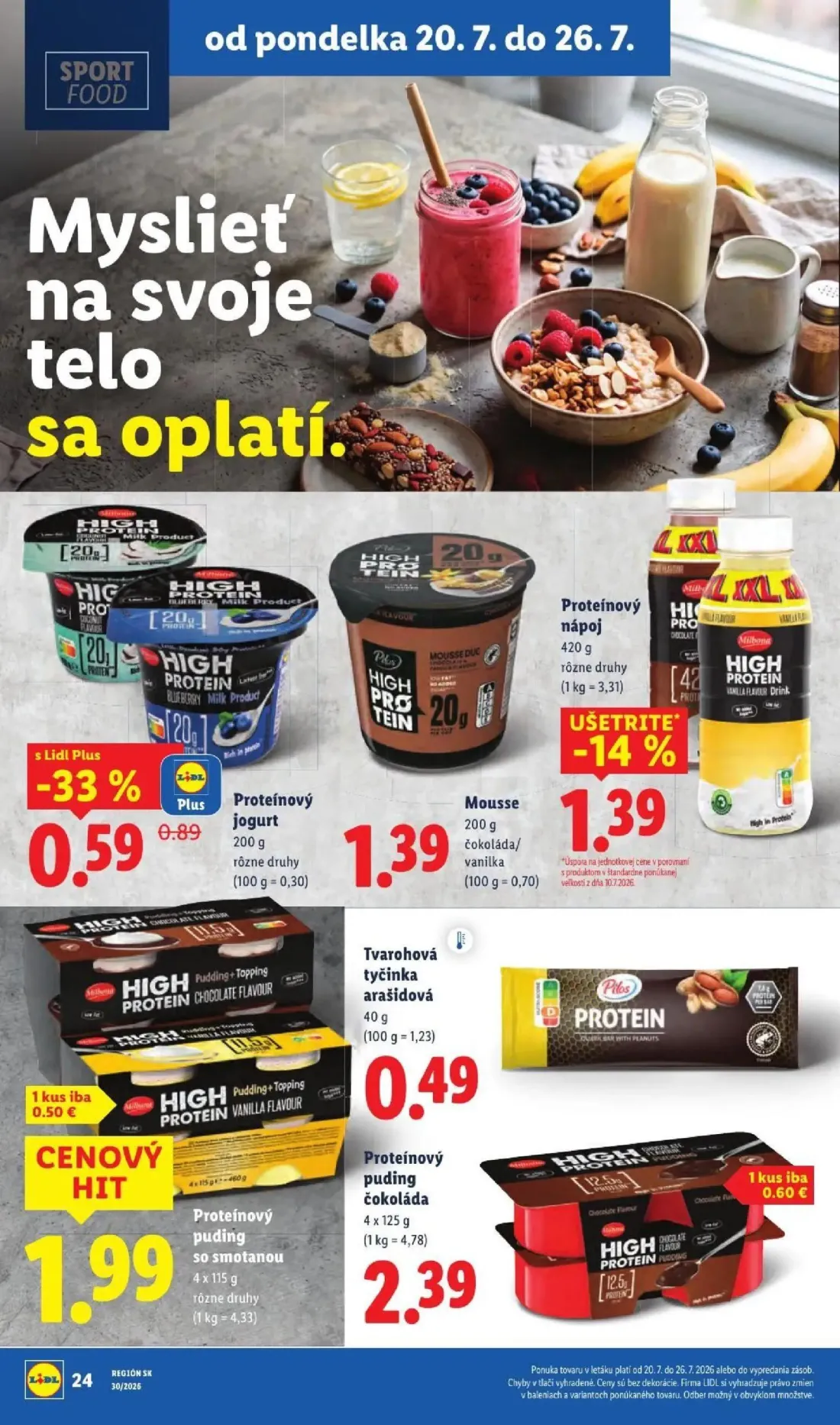 Lidl leták, strana 40 z 108 — Proteínový puding čokoláda, Proteínový jogurt, Mousse