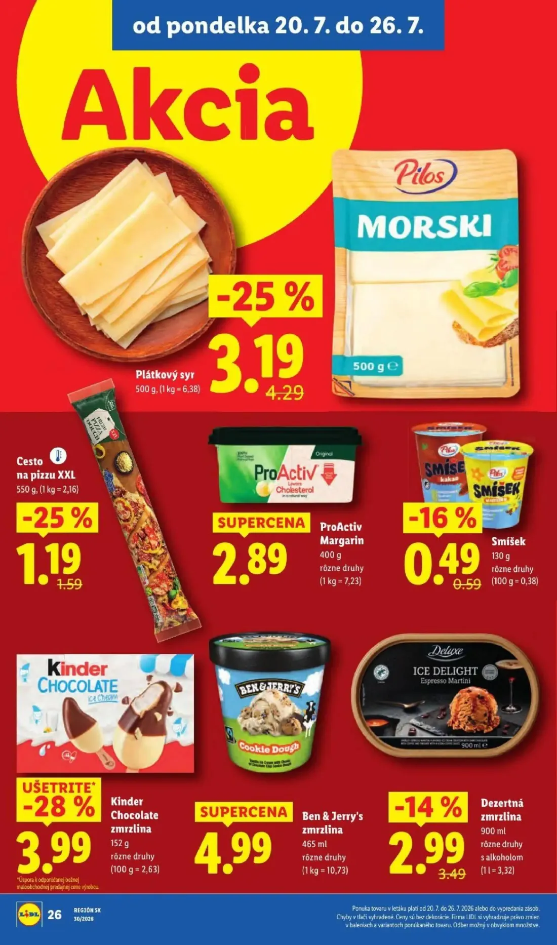 Lidl leták, strana 42 z 108 — Dezertná zmrzlina, Smíšek, Kinder Chocolate zmrzlina