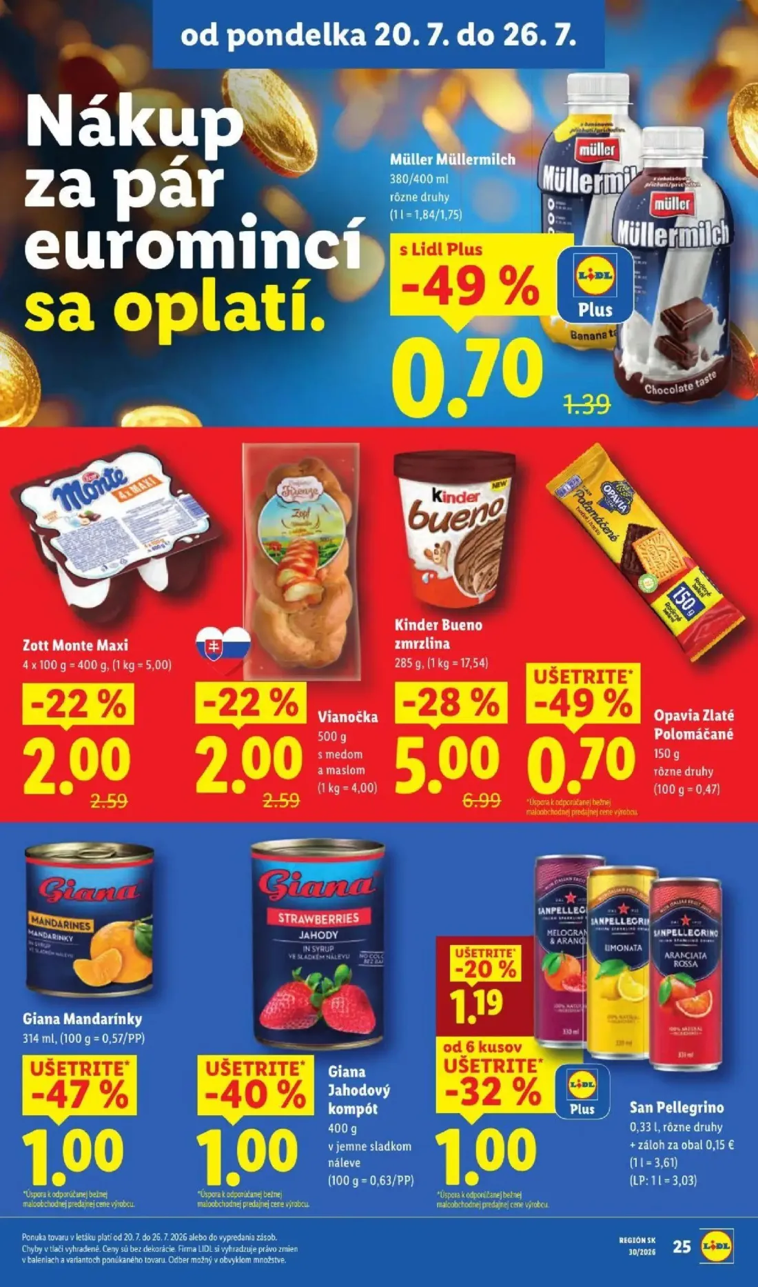 Lidl leták, strana 48 z 108 — Kinder Bueno zmrzlina, Müller Müllermilch, Opavia Zlaté Polomáčané