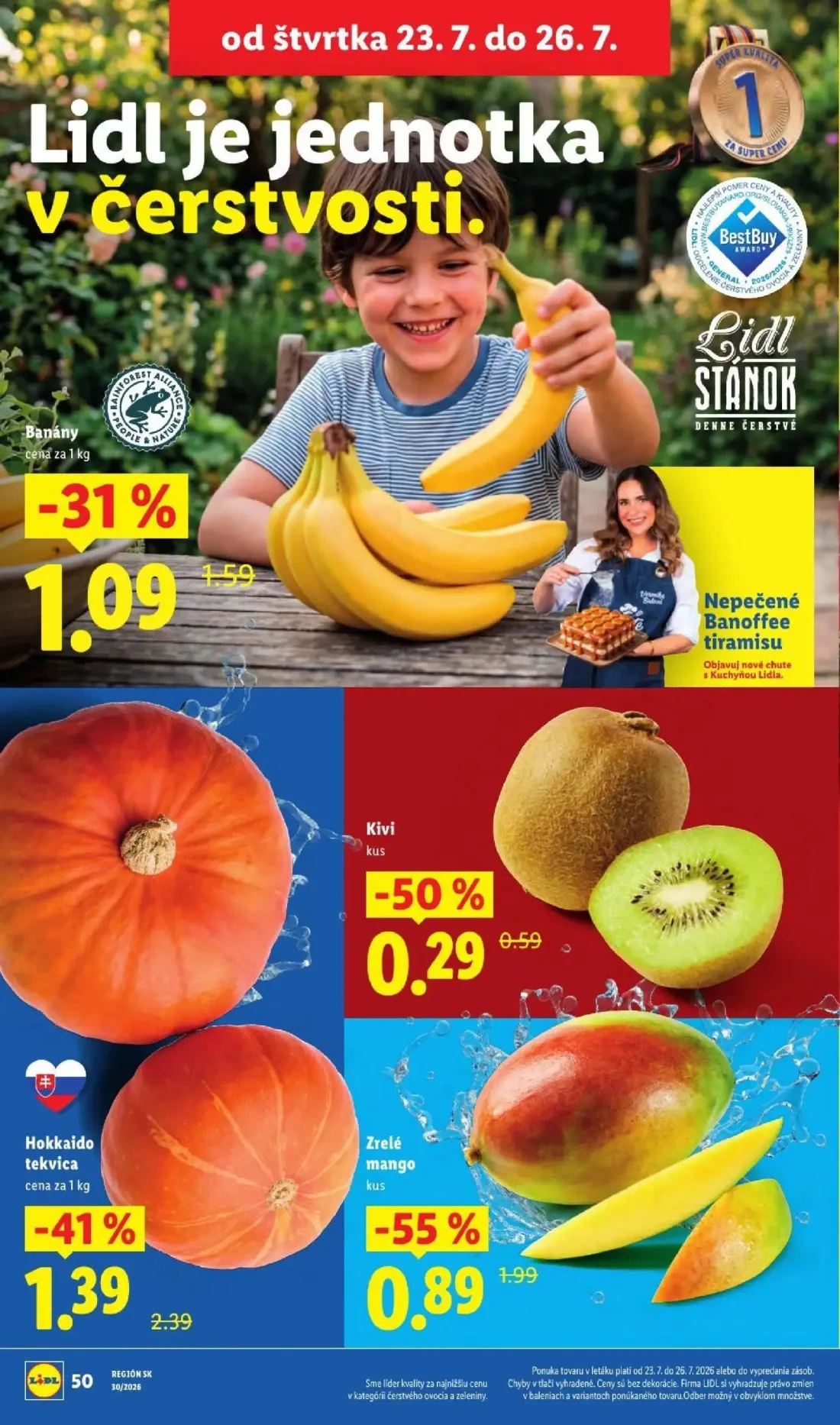 Lidl leták, strana 72 z 108 — Zrelé mango, Hokkaido tekvica, Banány