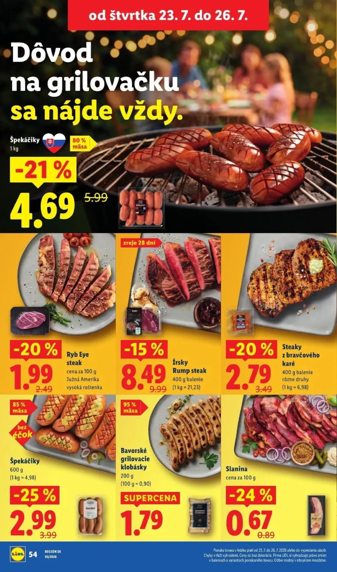 Lidl leták, strana 76 z 108 — Írsky Rump steak, Špekáčiky, Špekáčiky