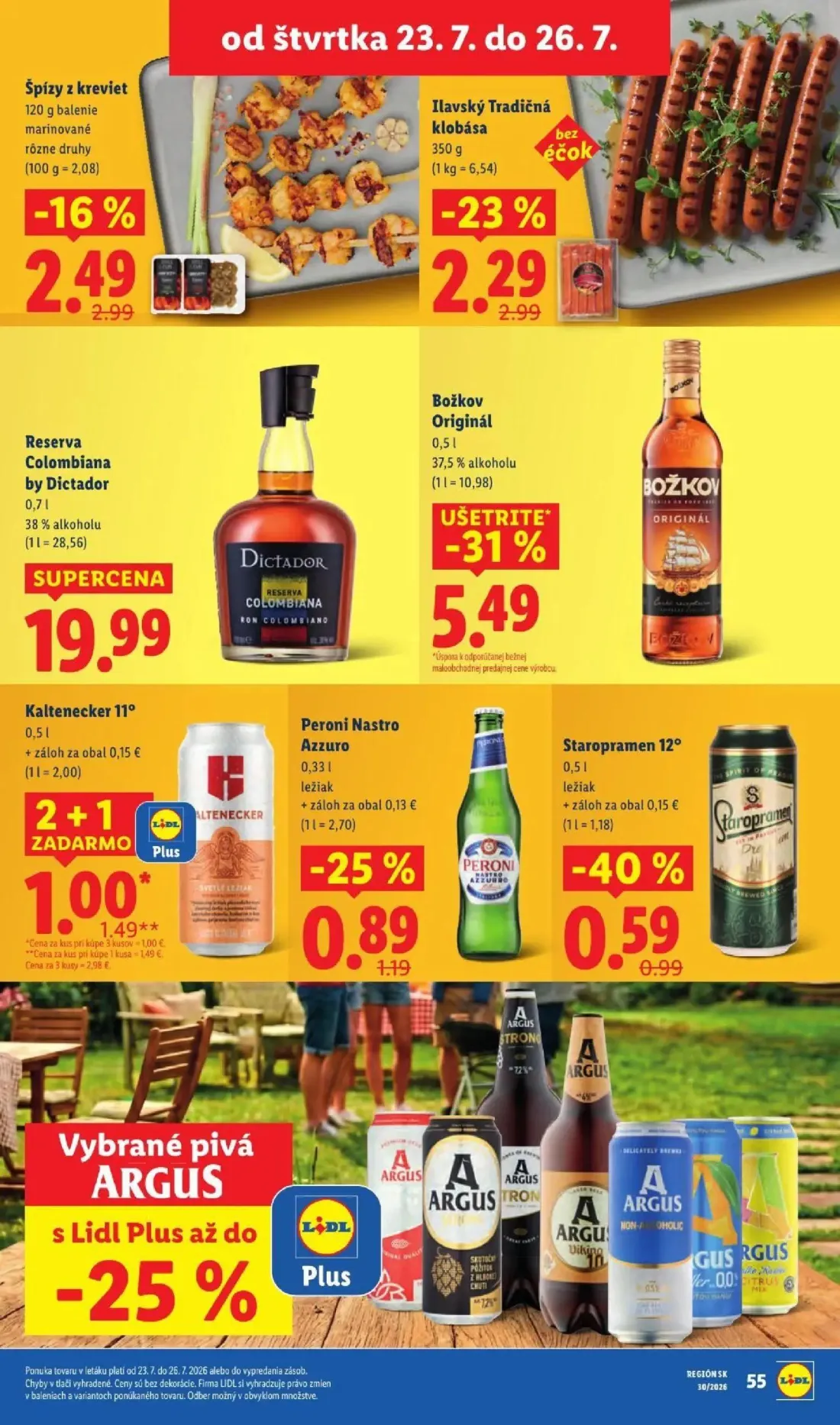 Lidl leták, strana 77 z 108 — Kaltenecker 11°, Staropramen 12°, Peroni Nastro Azzuro