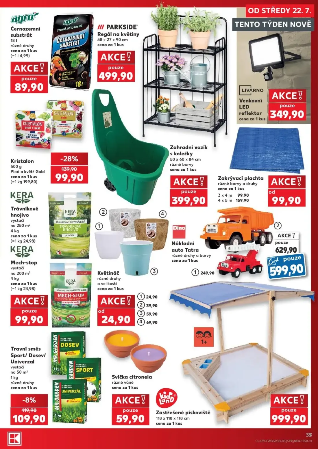 Kaufland leták, strana 5 z 10 — Květináč, Kristalon Plod a květ/ Gold, Travní směs Sport/ Dosev/ Univerzal