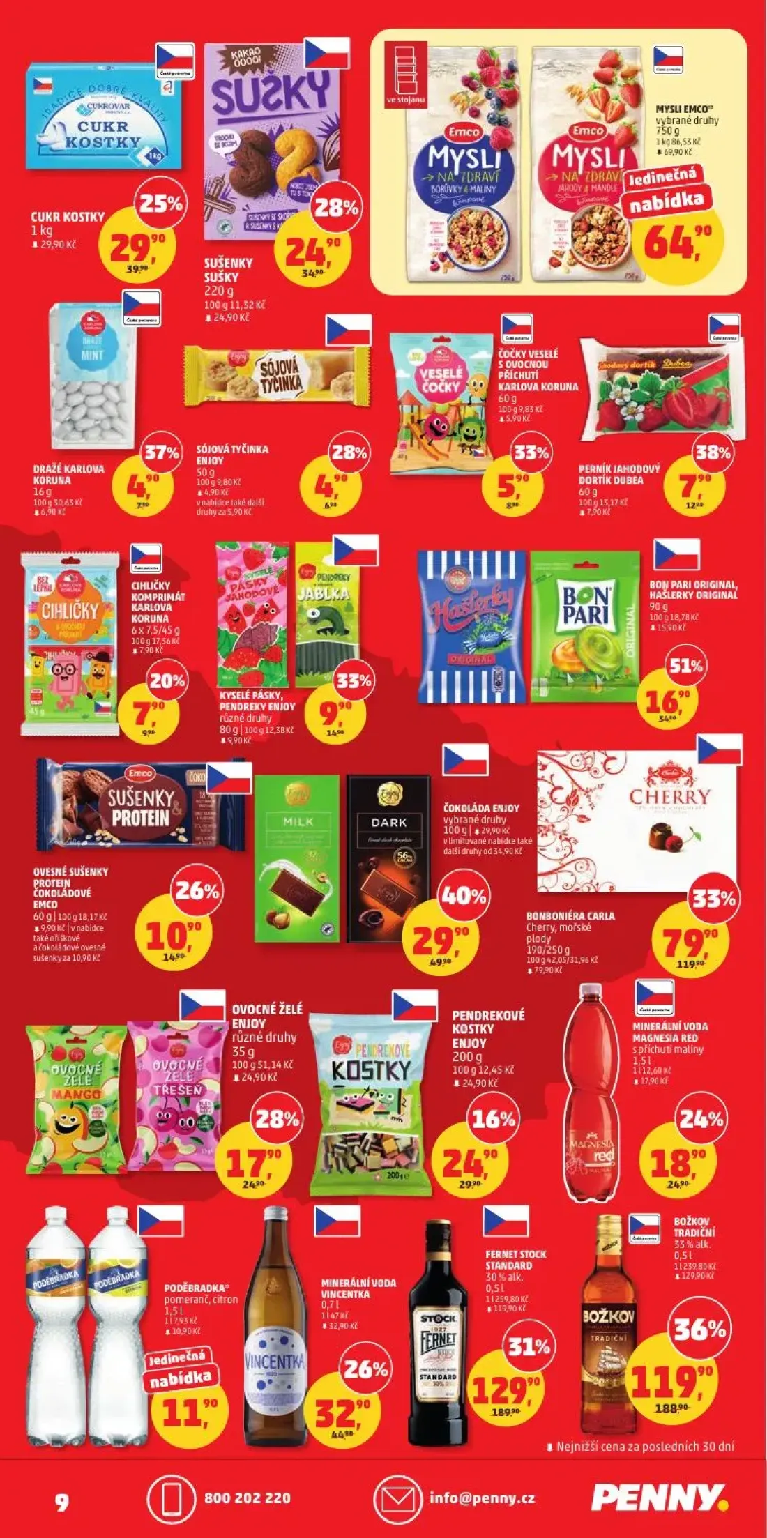 PENNY leták, strana 9 z 34 — BOŽKOV TRADIČNÍ, FERNET STOCK STANDARD, BONBONIÉRA CARLA Cherry, mořské plody