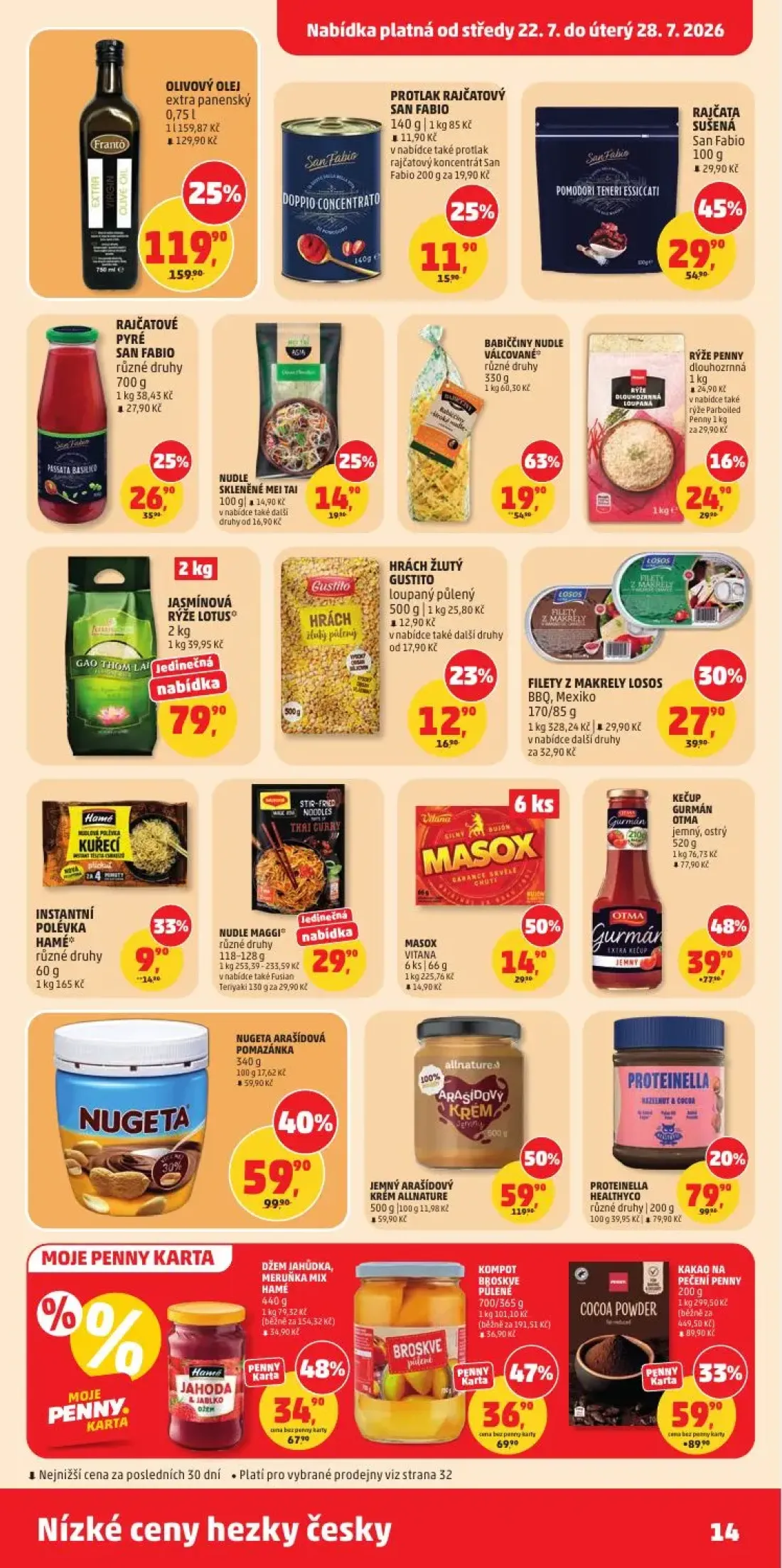 PENNY leták, strana 14 z 34 — JEMNÝ ARAŠÍDOVÝ KRÉM ALLNATURE, OLIVOVÝ OLEJ extra panenský, NUGETA ARAŠÍDOVÁ POMAZÁNKA