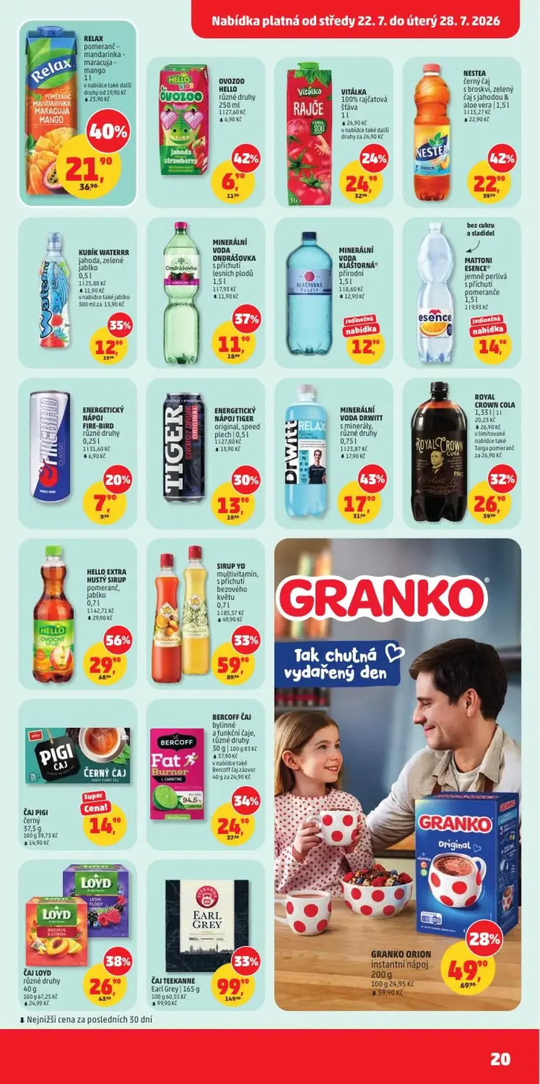 PENNY leták, strana 20 z 34 — ČAJ TEEKANNE Earl Grey, HELLO EXTRA HUSTÝ SIRUP pomeranč, jablko, SIRUP YO multivitamin, s pří…