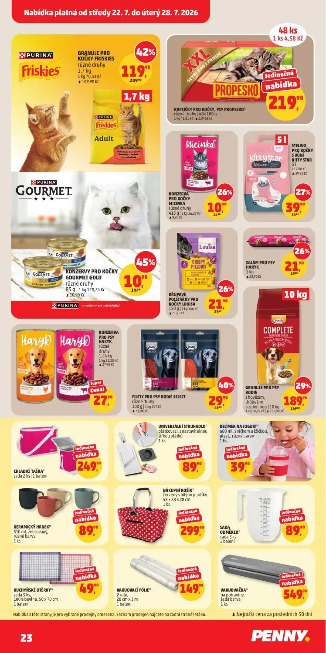 PENNY leták, strana 23 z 34 — GRANULE PRO KOČKY FRISKIES, GRANULE PRO PSY BODIE, FILETY PRO PSY BODIE SELECT