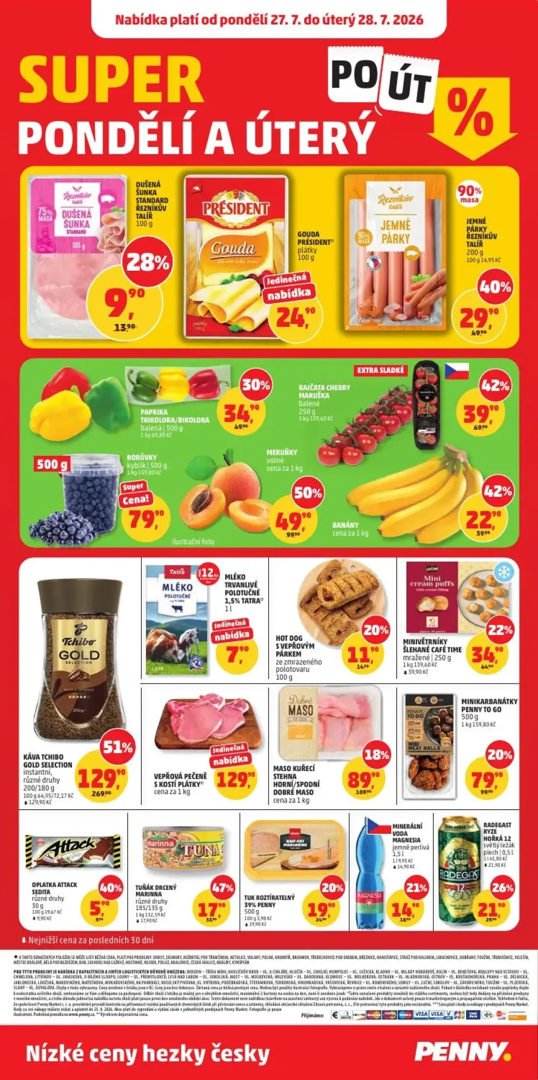 PENNY leták, strana 32 z 34 — KÁVA TCHIBO GOLD SELECTION instantní, různé druhy, MERUŇKY volné, RAJČATA CHERRY MARUŠKA balené