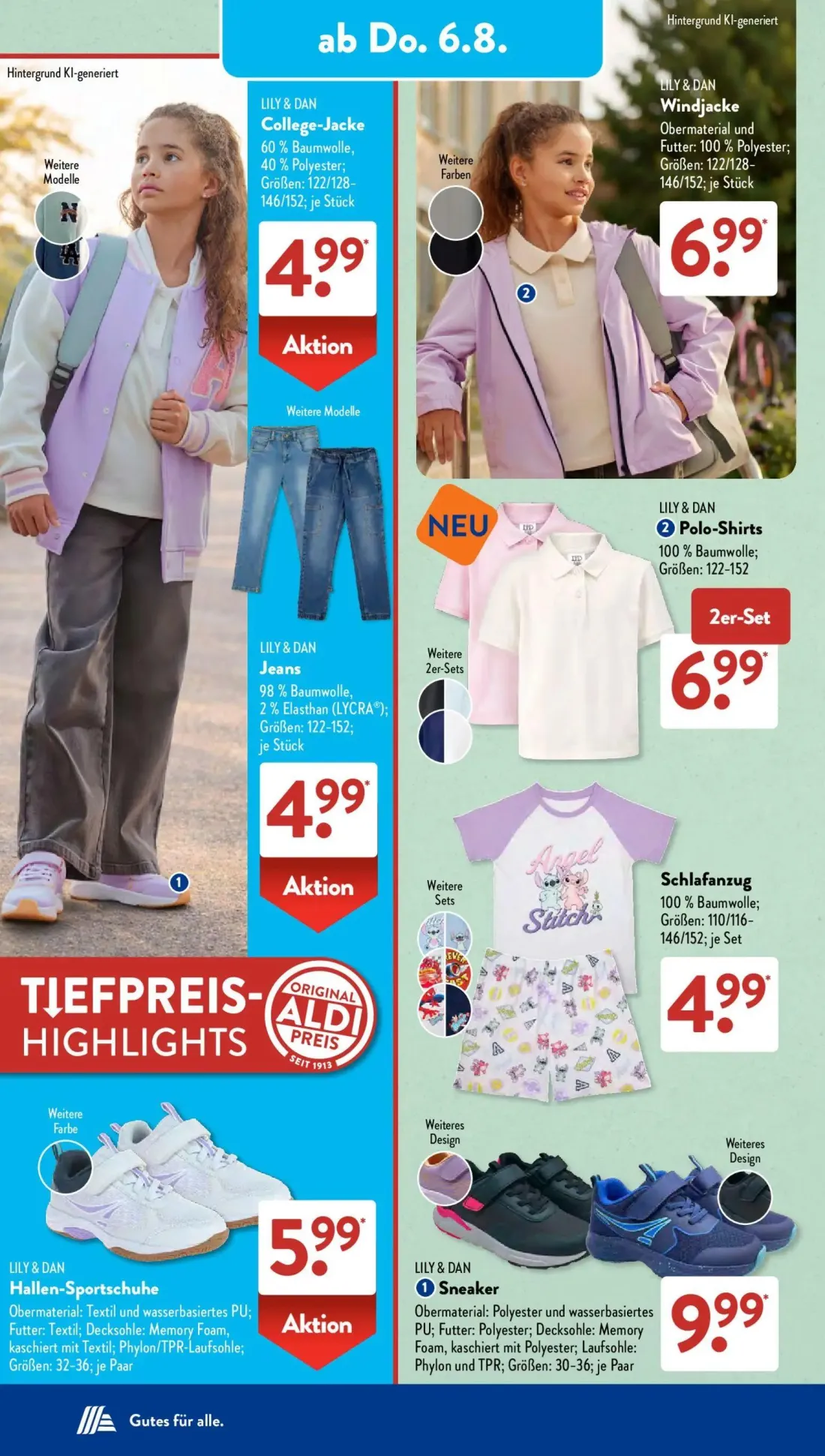 Aldi Süd Prospekt, Seite 6 von 24 — College-Jacke, Windjacke, Jeans