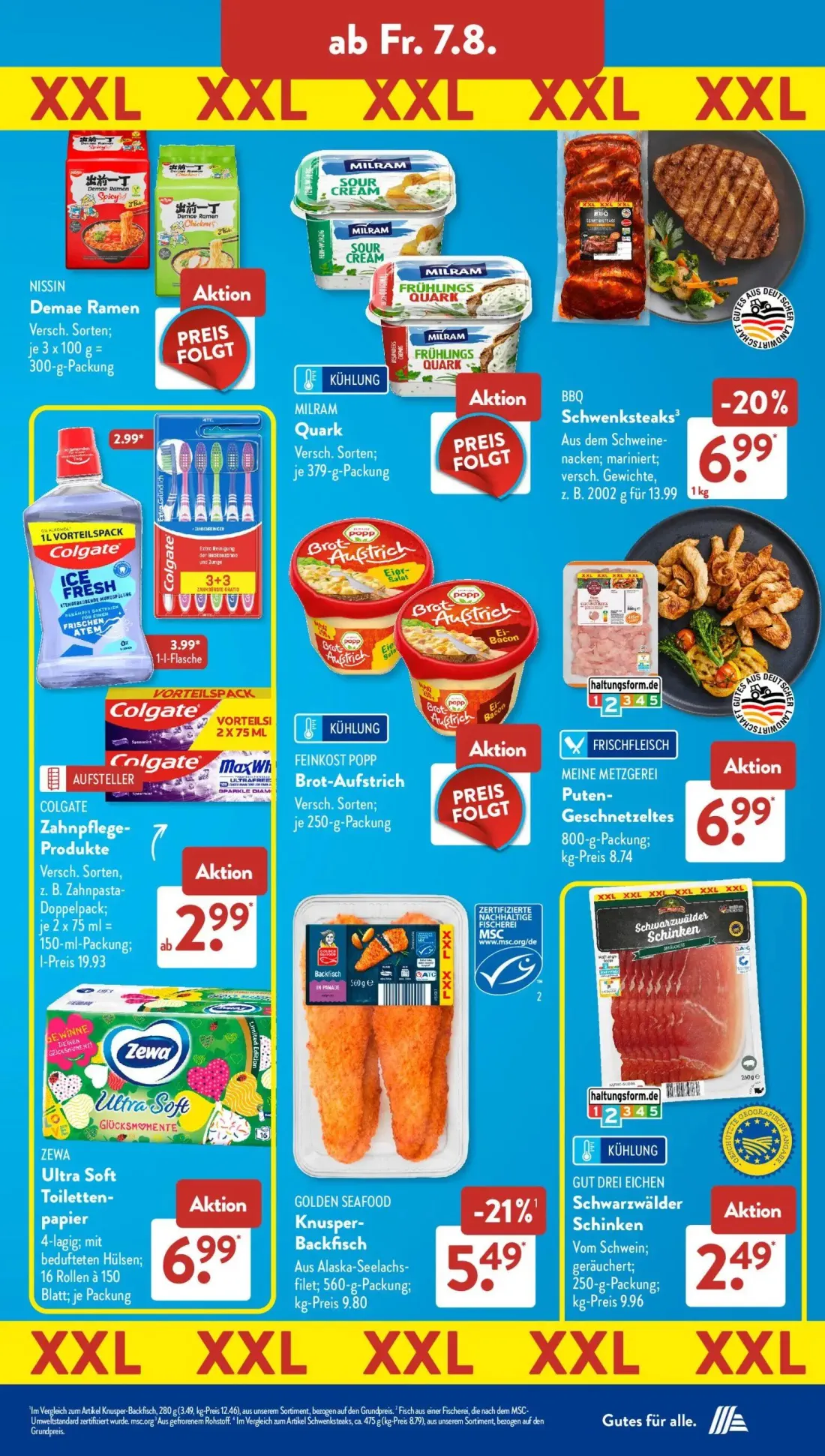 Aldi Süd Prospekt, Seite 11 von 24 — BBQ Schwenksteaks, Colgate Zahnpflege-Produkte, MEINE METZGEREI Puten-Geschnetzeltes