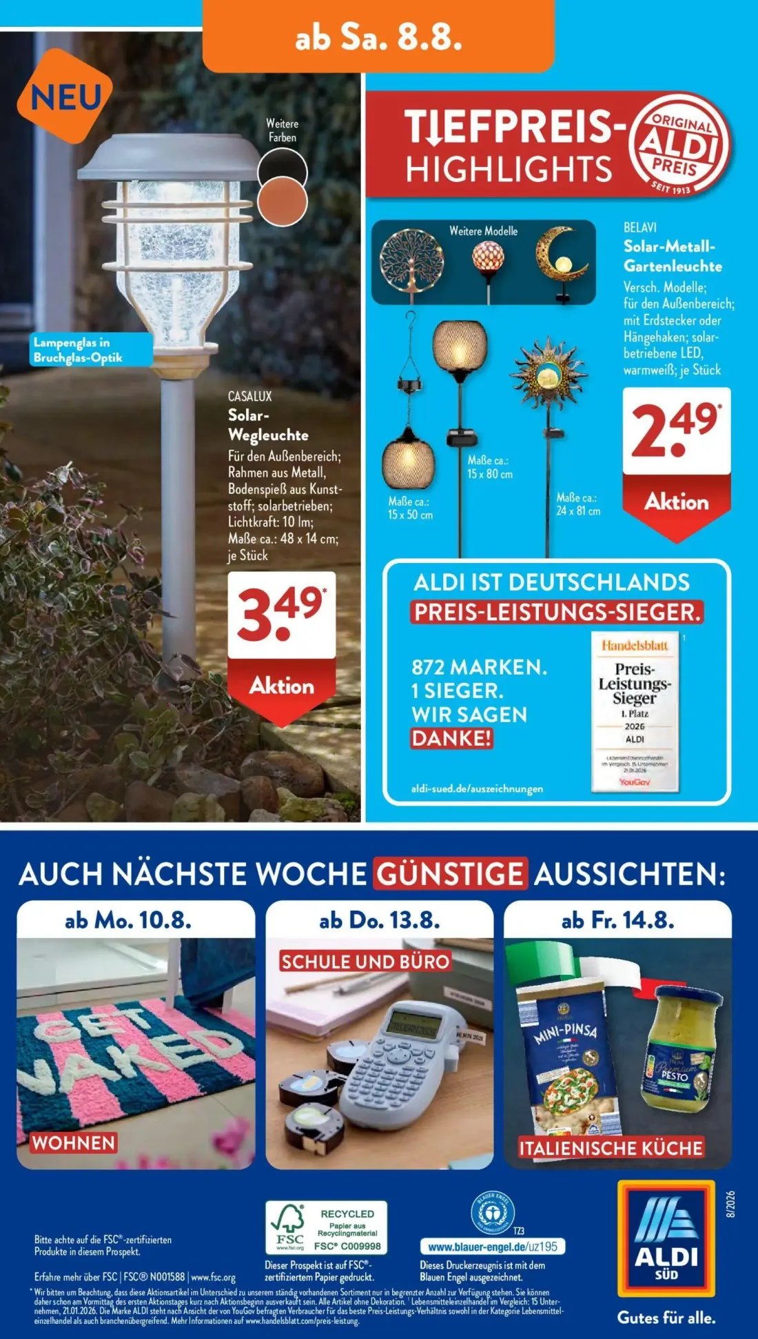 Aldi Süd Prospekt, Seite 16 von 24 — CASALUX Solar-Wegleuchte, BELAVI Solar-Metall-Gartenleuchte
