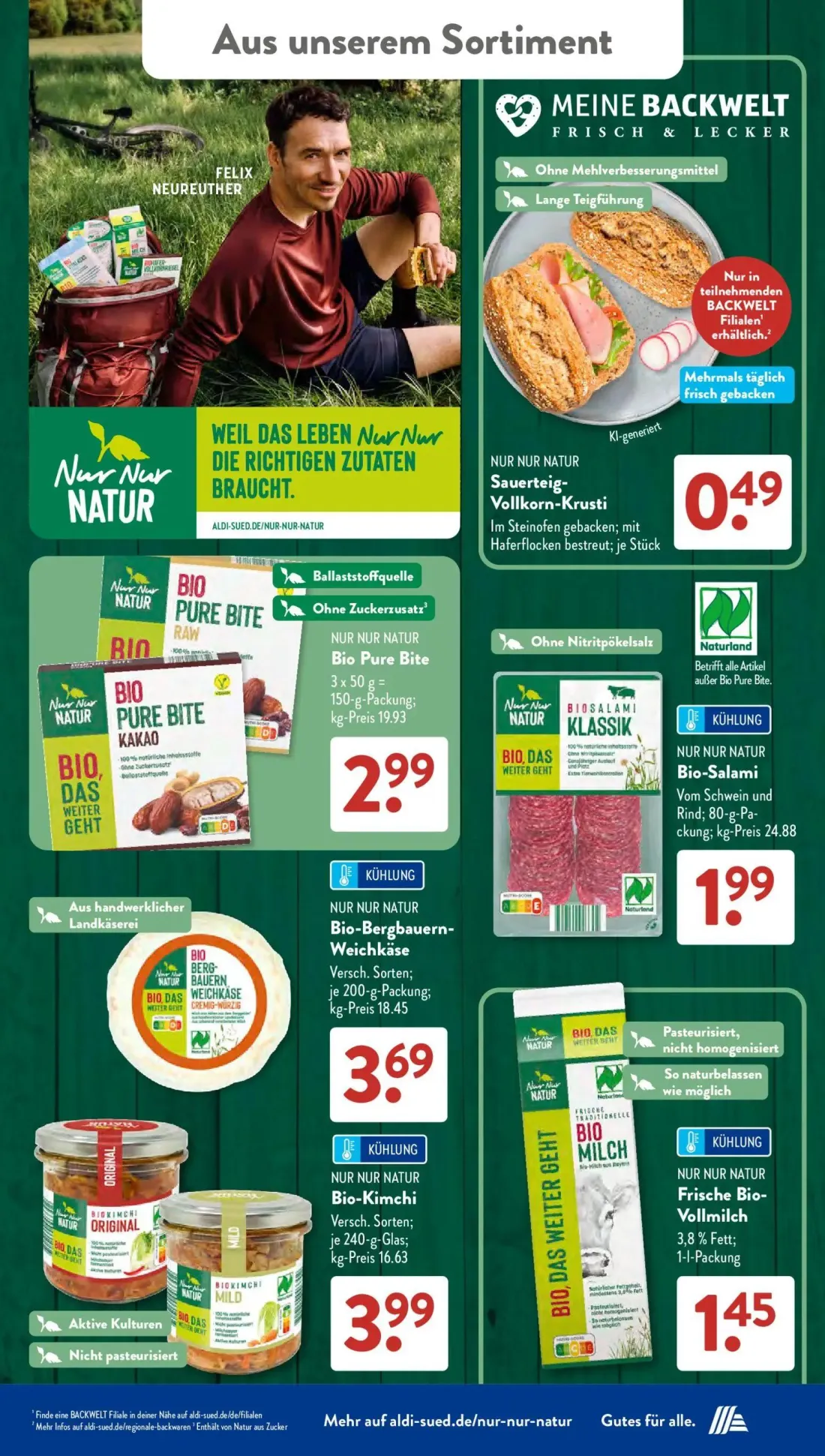 Aldi Süd Prospekt, Seite 17 von 24 — NUR NUR NATUR Sauerteig-Vollkorn-Krusti, NUR NUR NATUR Bio Pure Bite, NUR NUR NATUR Bio…