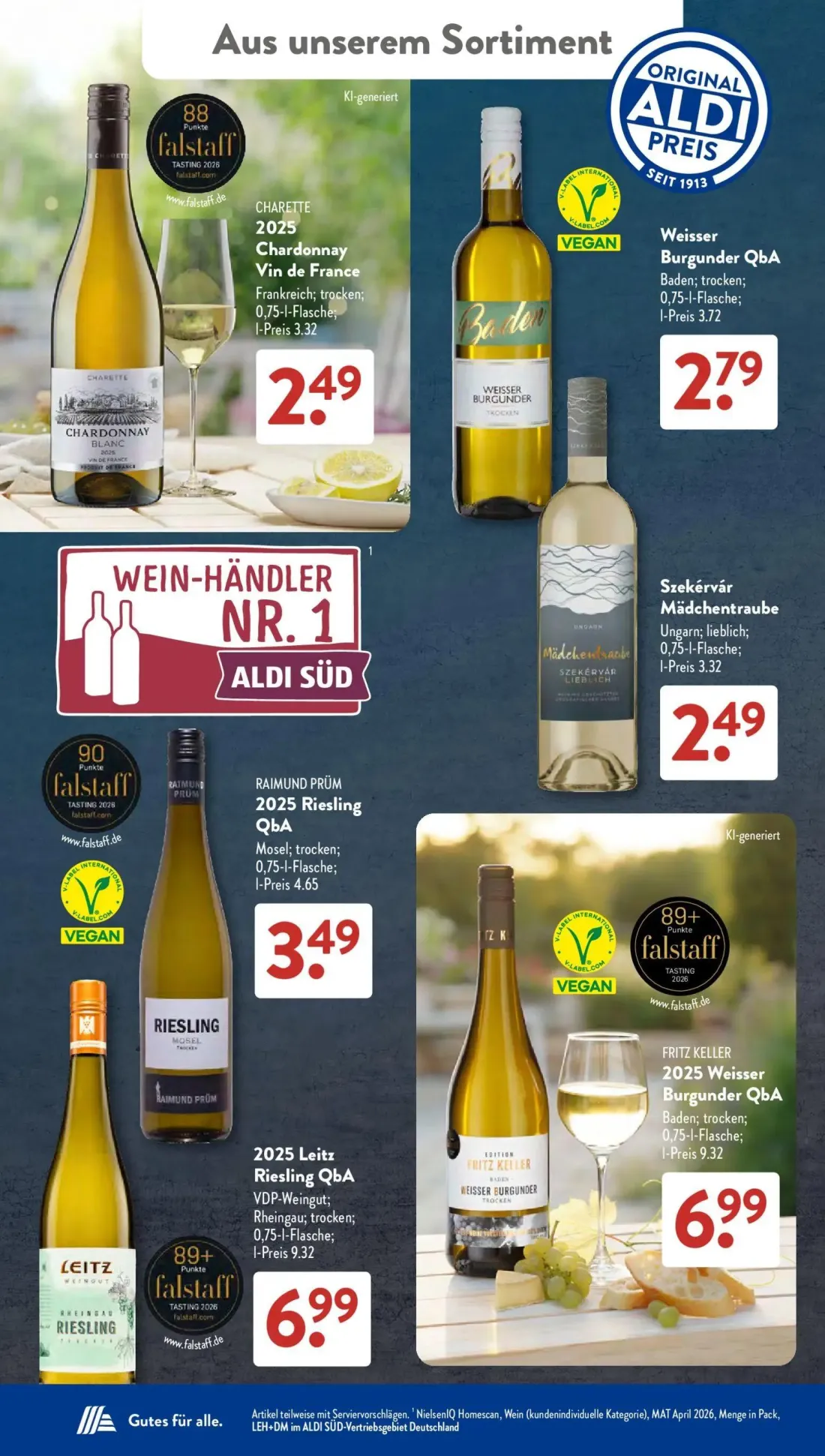 Aldi Süd Prospekt, Seite 18 von 24 — CHARETTE 2025 Chardonnay Vin de France, Weisser Burgunder QbA, Szekérvár Mädchentraube