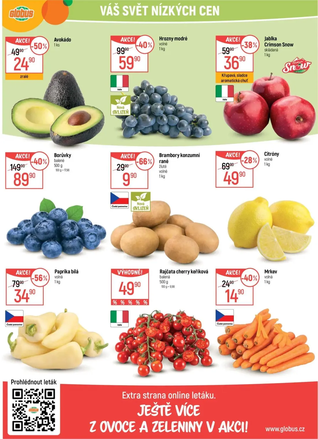 GLOBUS leták, strana 20 z 45 — Borůvky, Paprika bílá, Hrozny modré