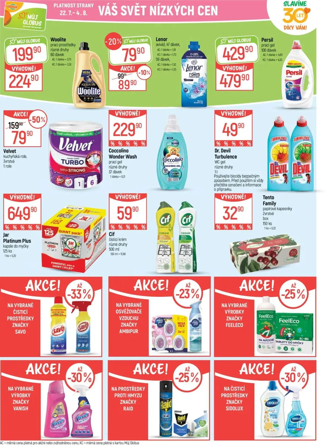 GLOBUS leták, strana 30 z 45 — Velvet kuchyňská role, Persil prací gel, Woolite prací prostředky