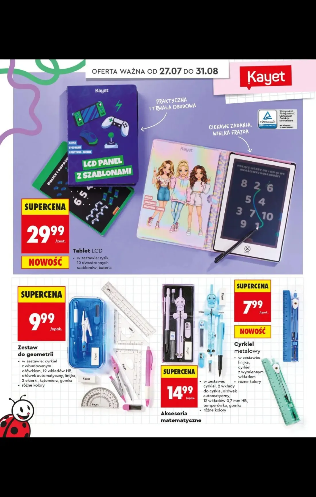 Biedronka gazetka, strona 8 z 92 — Tablet LCD, Zestaw do geometrii, Cyrkiel metalowy
