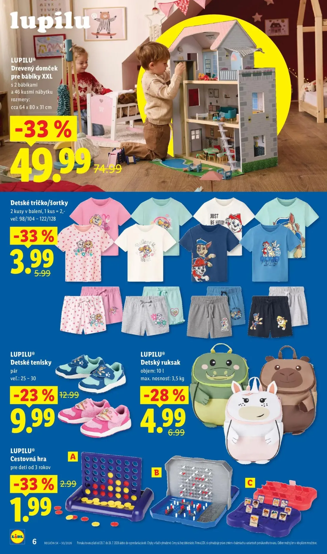 Lidl leták, strana 6 z 8 — Drevený domček pre bábiky XXL, Detské tenisky, Detské tričko/šortky