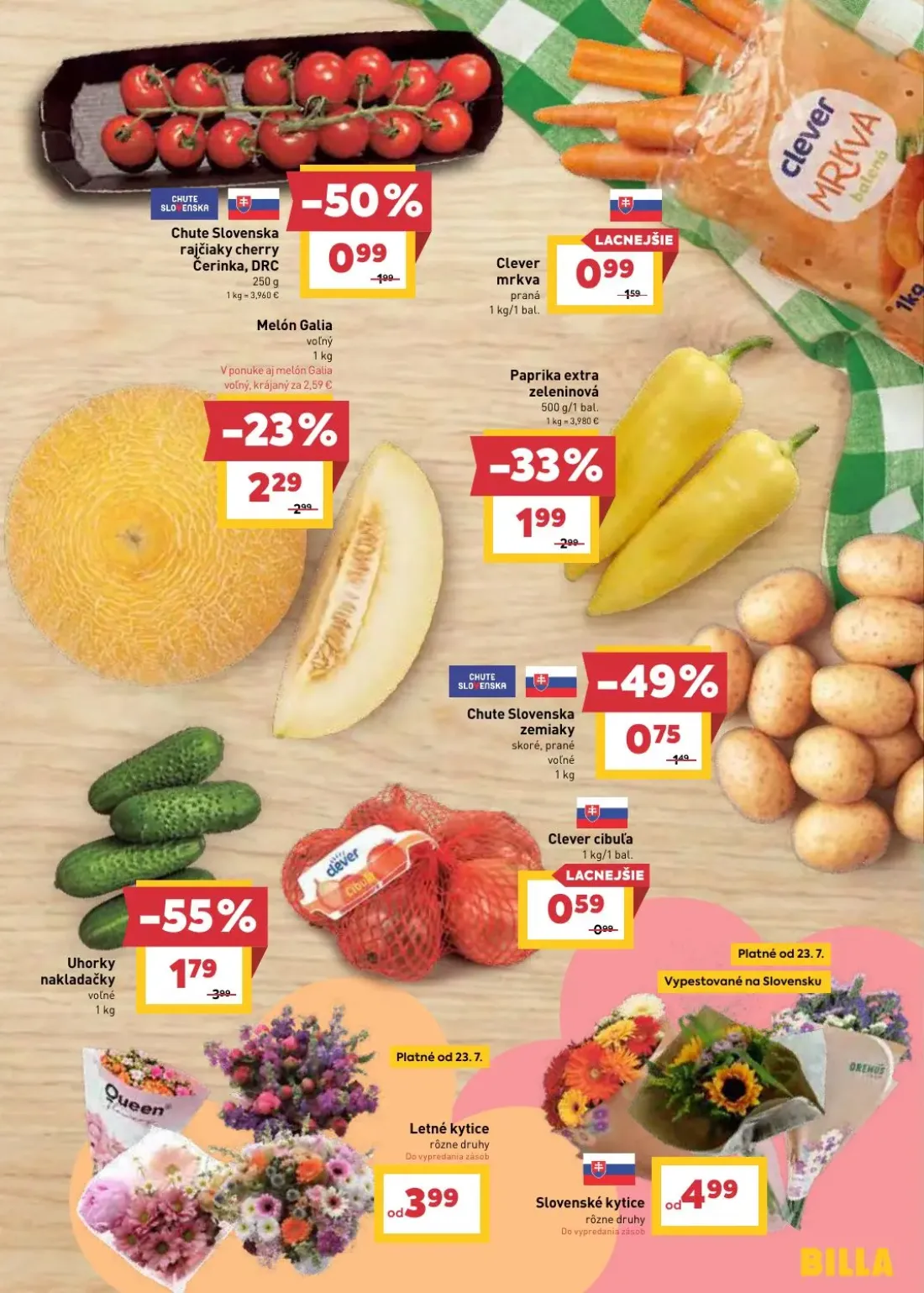Billa leták, strana 3 z 33 — Uhorky nakladačky voľné, Chute Slovenska rajčiaky cherry Čerinka, DRC, Paprika extra zeleninová