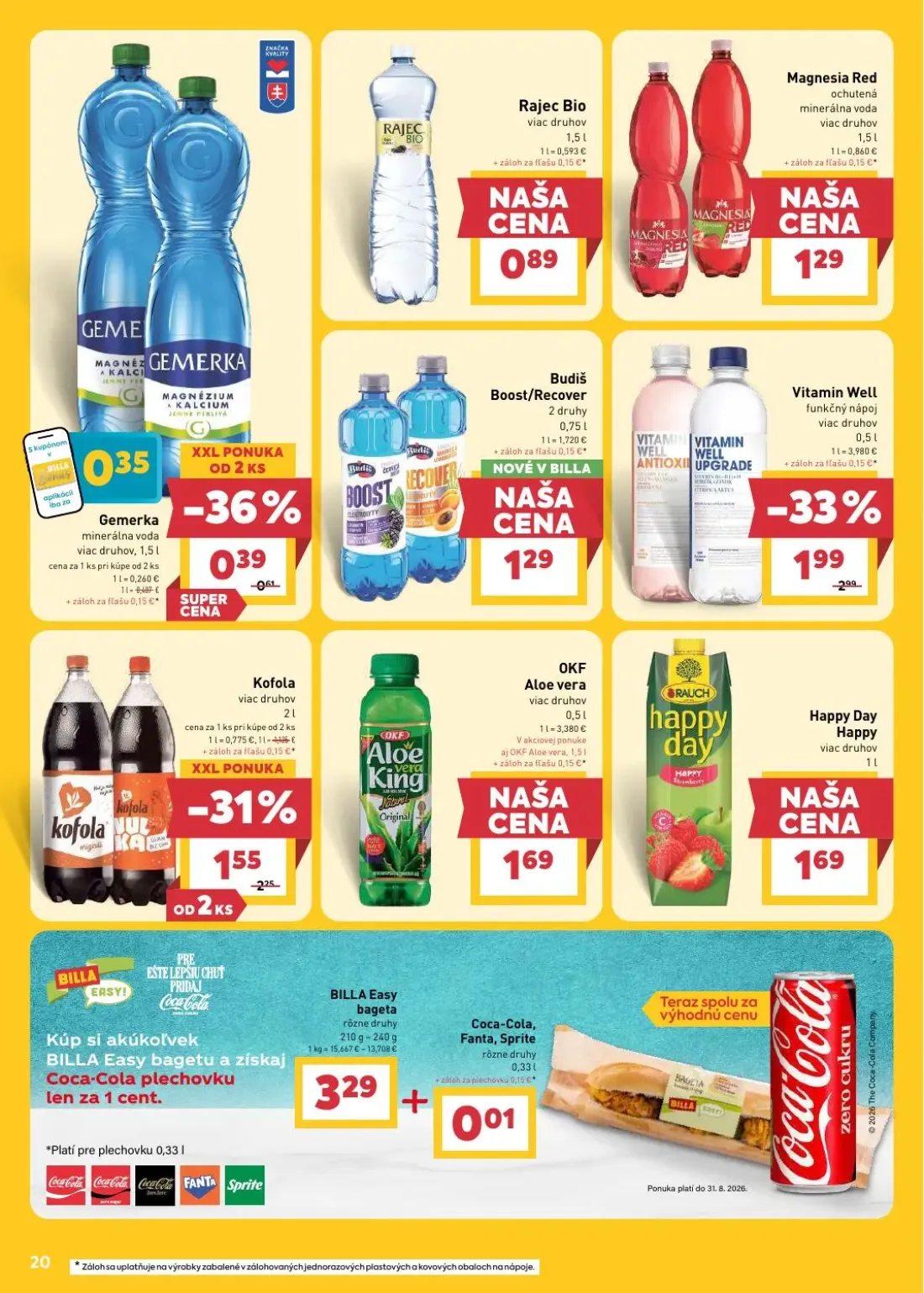 Billa leták, strana 20 z 33 — Vitamin Well, Kofola, Gemerka