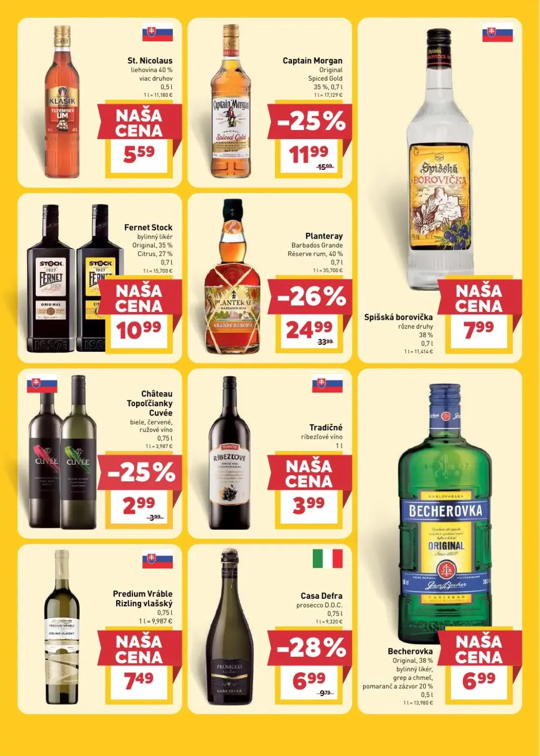 Billa leták, strana 21 z 33 — Planteray Barbados Grande Réserve rum, Captain Morgan Original Spiced Gold, Casa Defra prosecc…