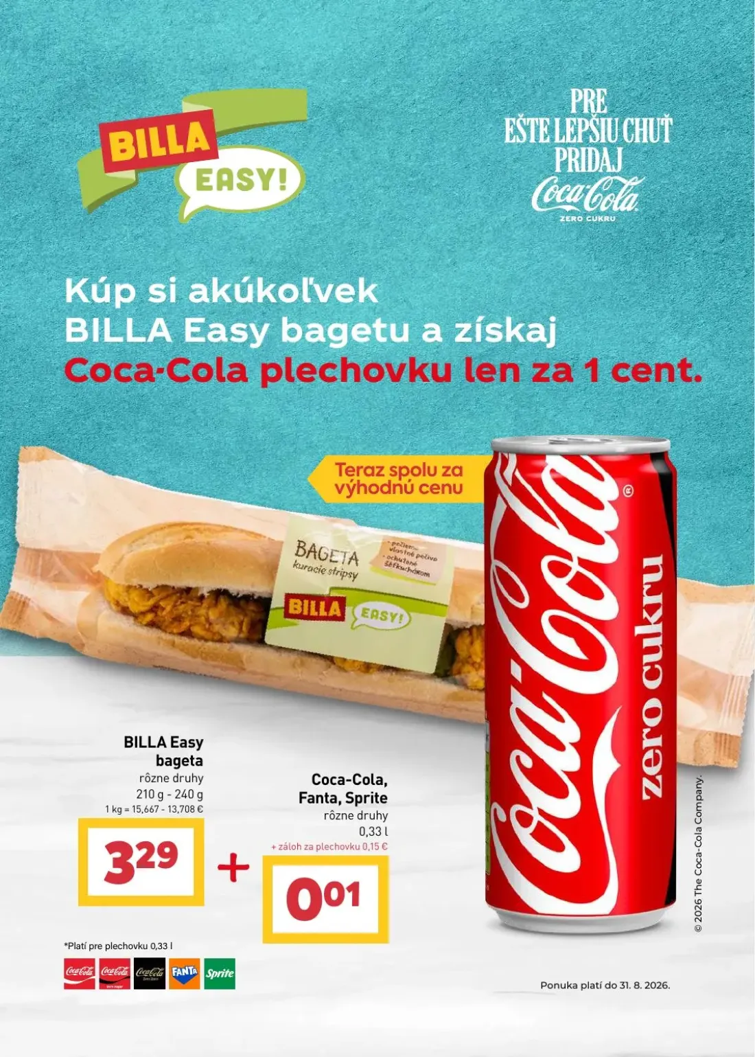 Billa leták, strana 25 z 33 — BILLA Easy bageta, Coca-Cola plechovka