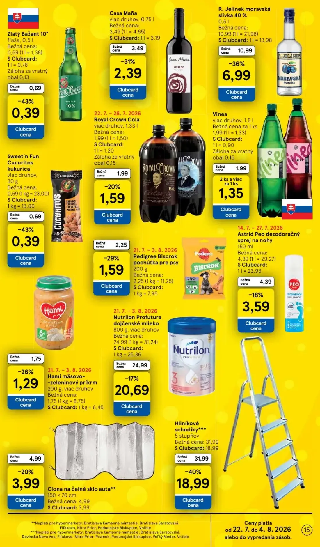 Tesco leták, strana 15 z 50 — Hliníkové schodíky, Nutrilon Profutura dojčenské mlieko, R. Jelínek moravská slivka 40%