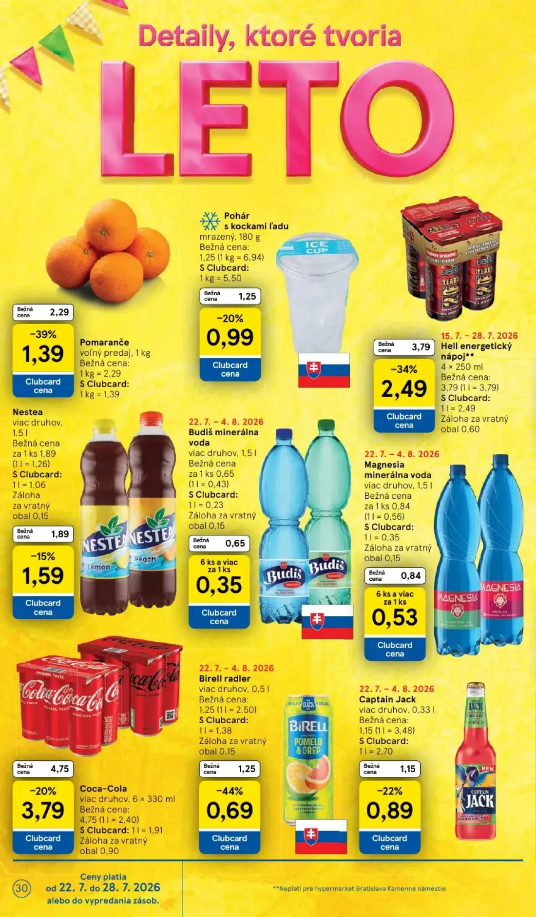 Tesco leták, strana 30 z 50 — Hell energetický nápoj, Coca-Cola, Pomaranče
