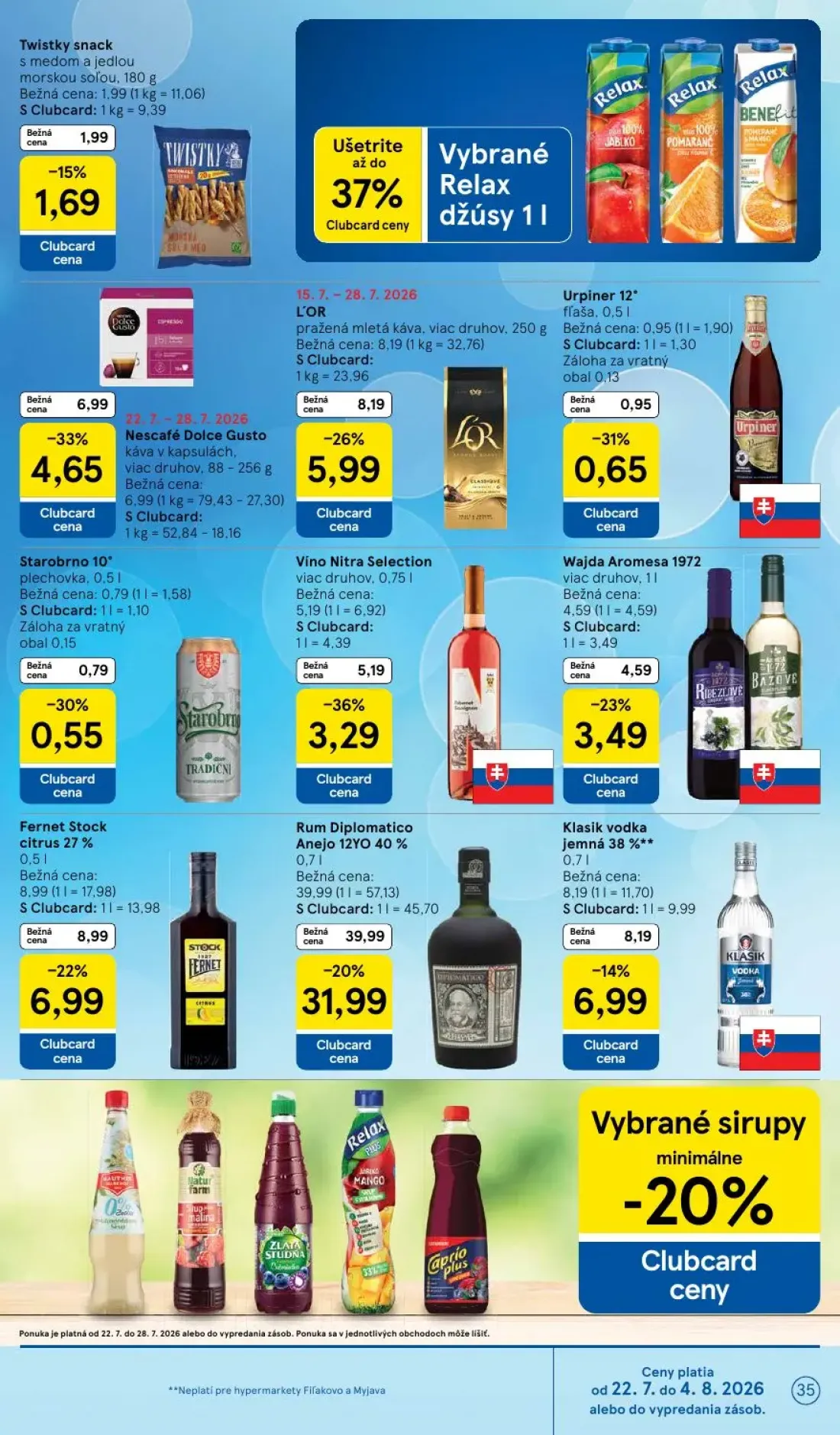 Tesco leták, strana 35 z 50 — Rum Diplomatico Anejo 12YO 40%, Nescafé Dolce Gusto káva v kapsulách, viac druhov, L'OR pražen…