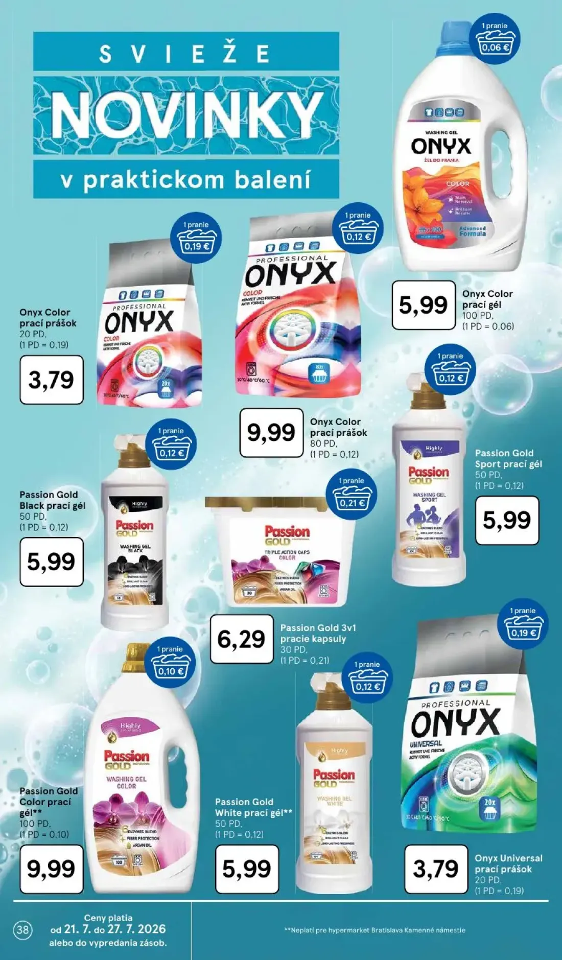 Tesco leták, strana 38 z 50 — Onyx Color prací prášok, Onyx Color prací gél, Onyx Color prací prášok