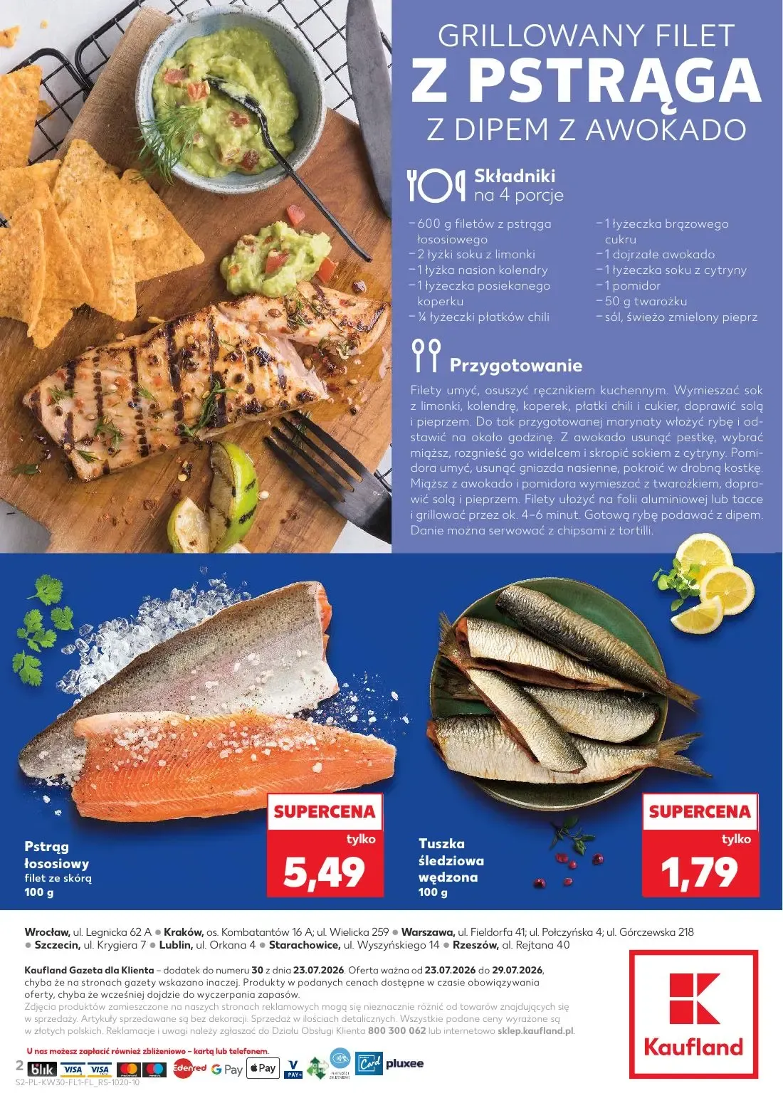Kaufland gazetka, strona 2 z 2 — Pstrąg łososiowy filet ze skórą, Tuszka śledziowa wędzona