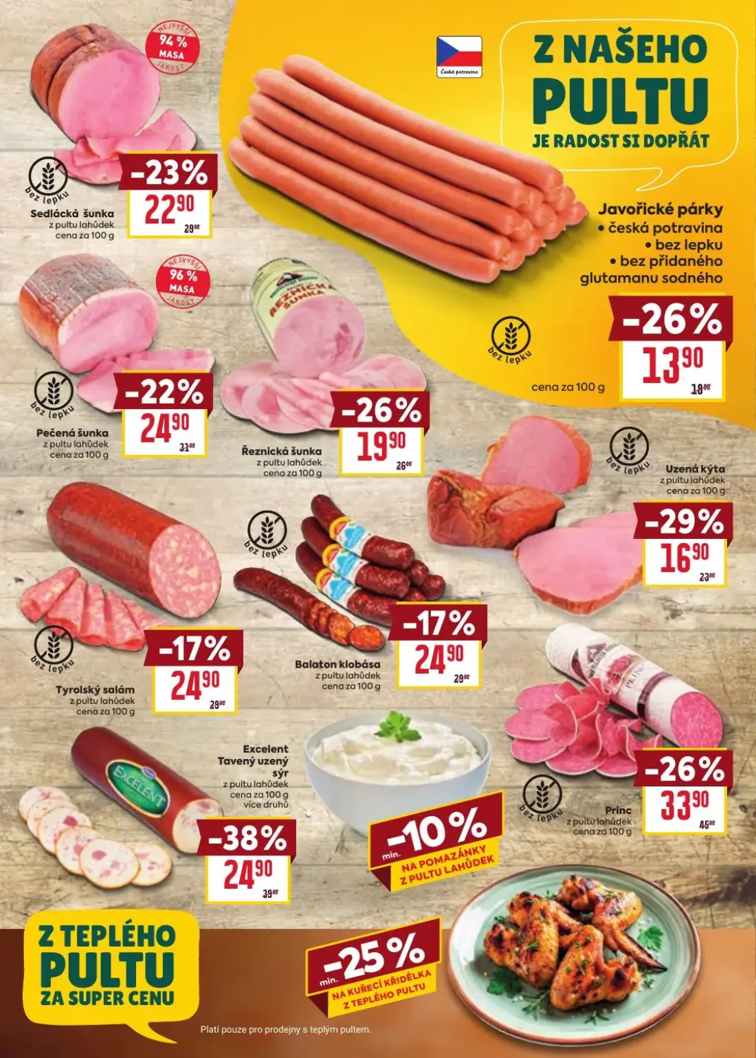 Billa leták, strana 11 z 38 — Excelent Tavený uzený sýr, Princ, Sedlácká šunka