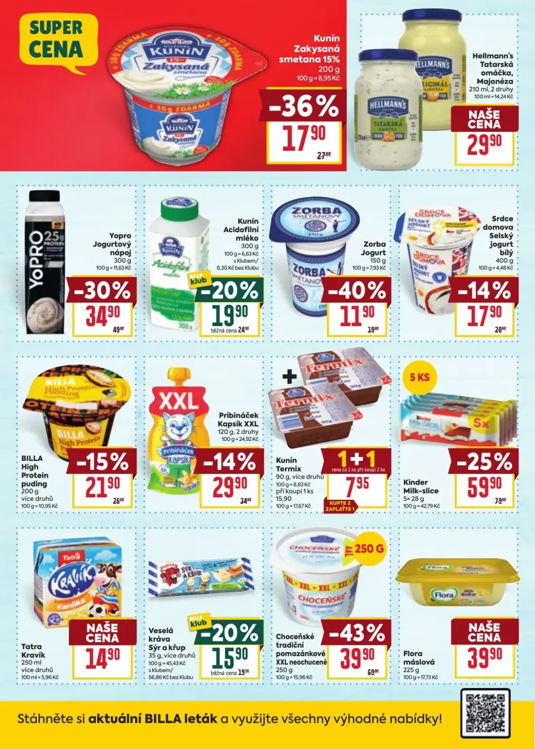 Billa leták, strana 18 z 38 — Choceňské tradiční pomazánkové XXL neochucené, Kinder Milk-slice, Yopro Jogurtový nápoj