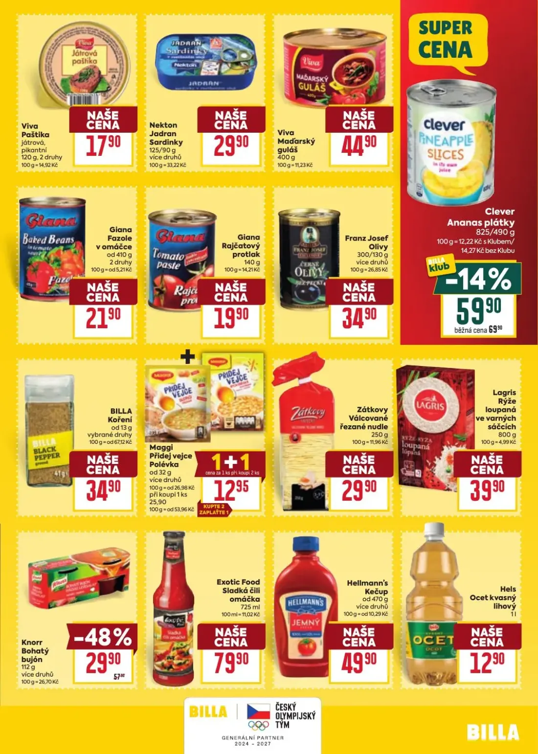 Billa leták, strana 23 z 38 — Knorr Bohatý bujón, Maggi Přidej vejce Polévka, Clever Ananas plátky