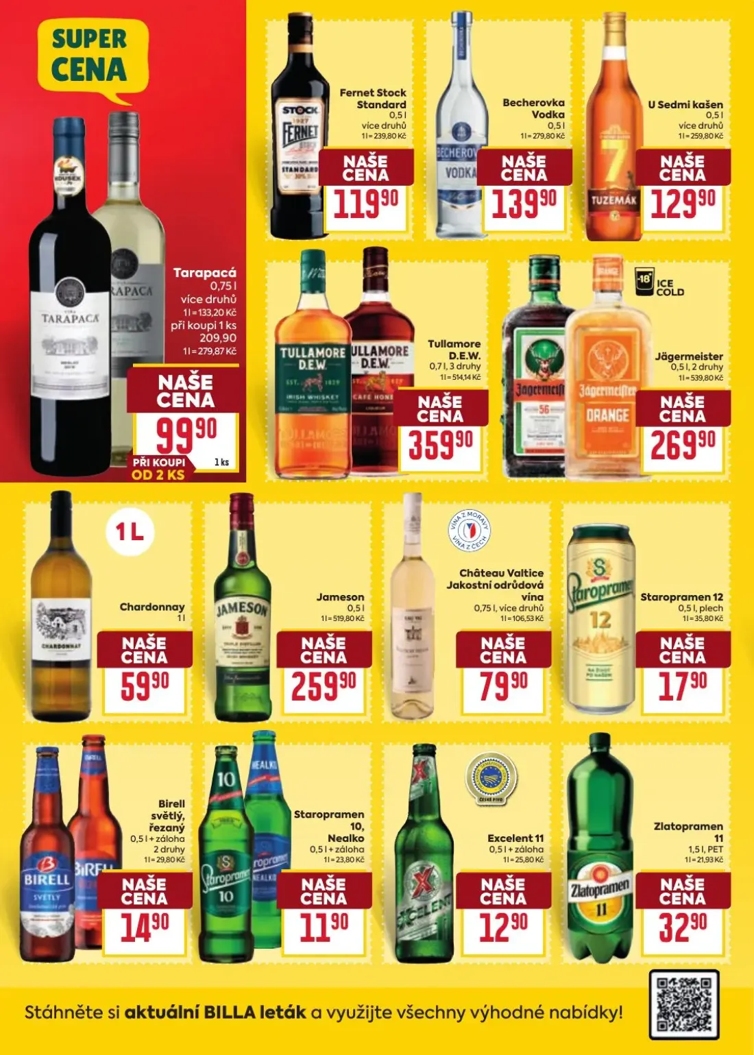 Billa leták, strana 28 z 38 — Tarapacá, Fernet Stock Standard, Becherovka Vodka