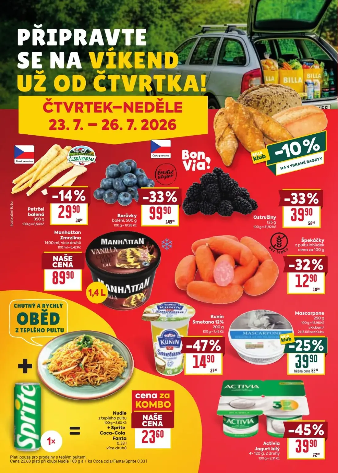 Billa leták, strana 32 z 38 — Borůvky balení, Activia Jogurt bílý, Ostružiny