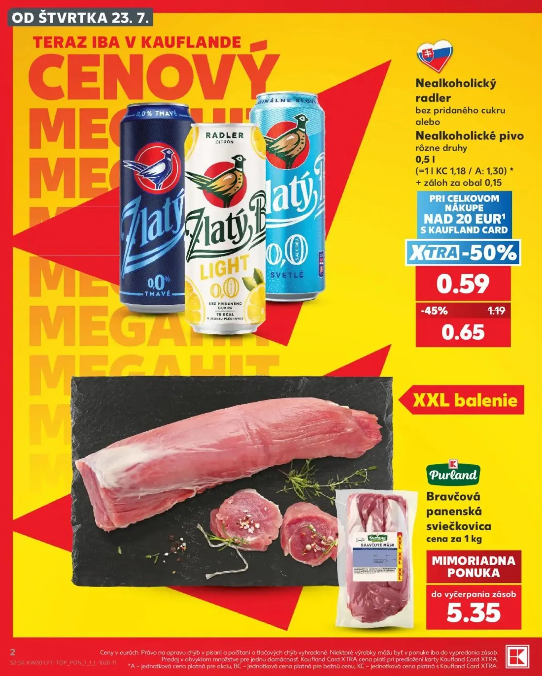 Kaufland leták, strana 2 z 74 — Nealkoholický radler, Bravčová panenská sviečkovica