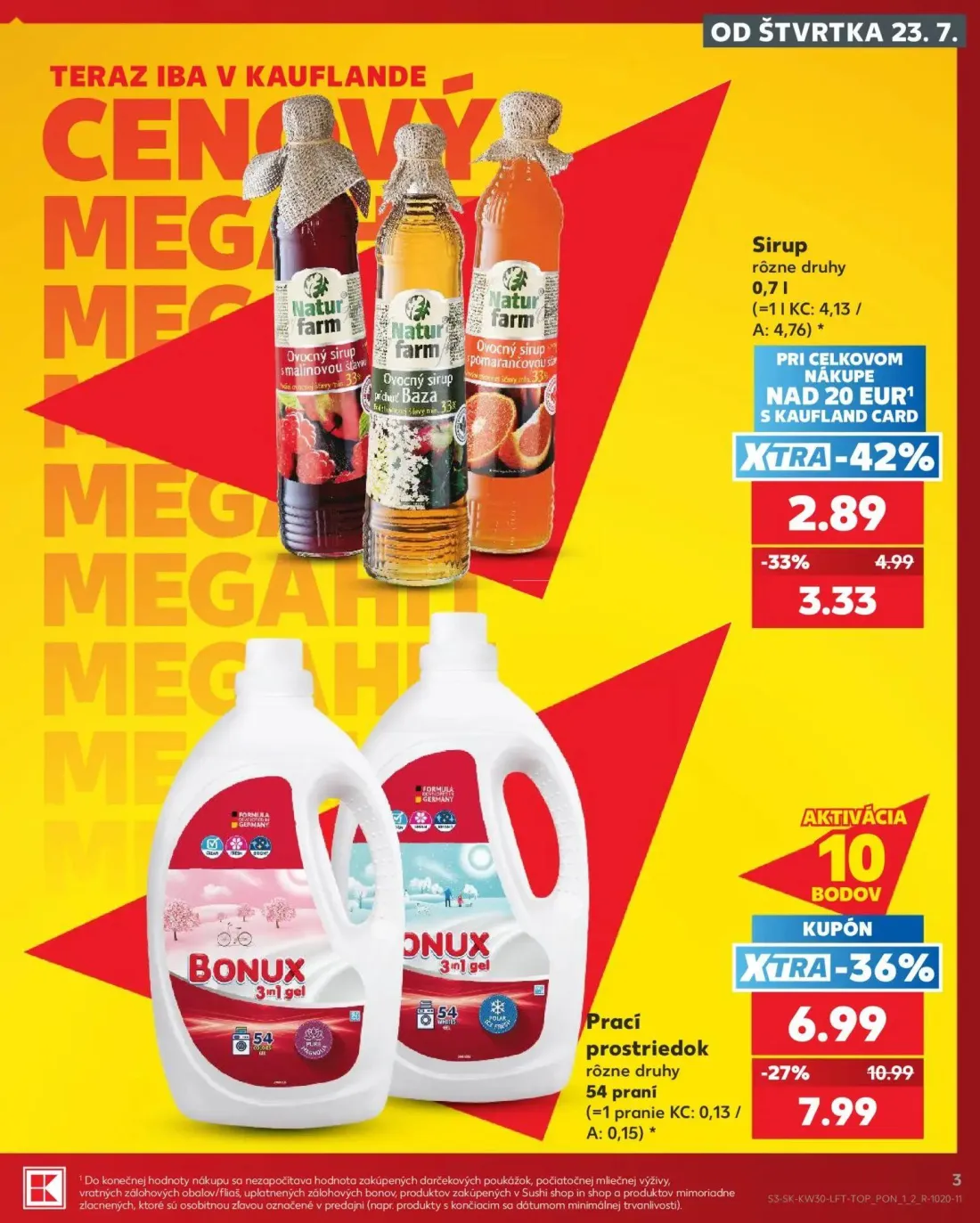 Kaufland leták, strana 3 z 74 — Prací prostriedok, Sirup