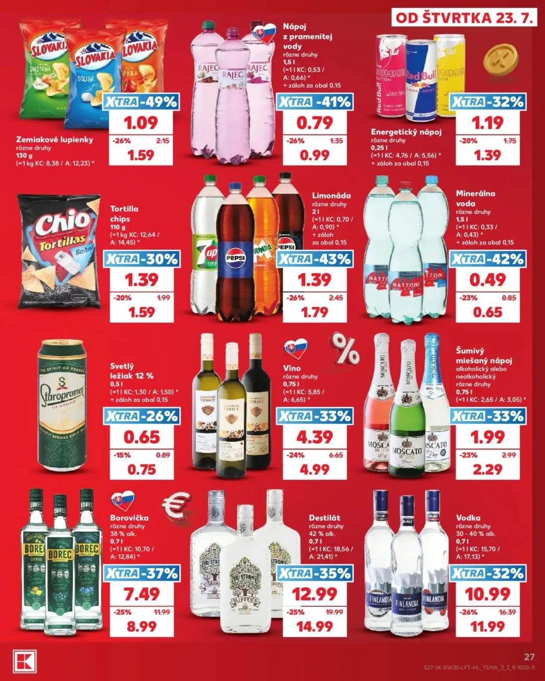 Kaufland leták, strana 27 z 74 — Destilát, Vodka, Borovička