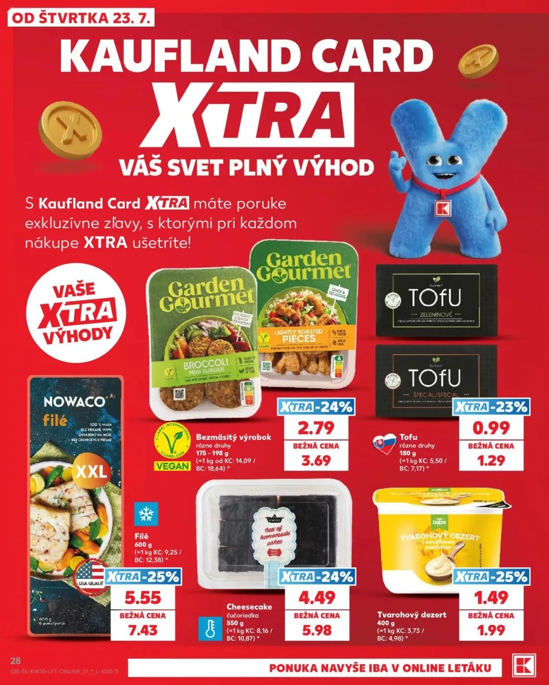 Kaufland leták, strana 28 z 74 — Filé, Cheesecake čučoriedka, Bezmäsitý výrobok