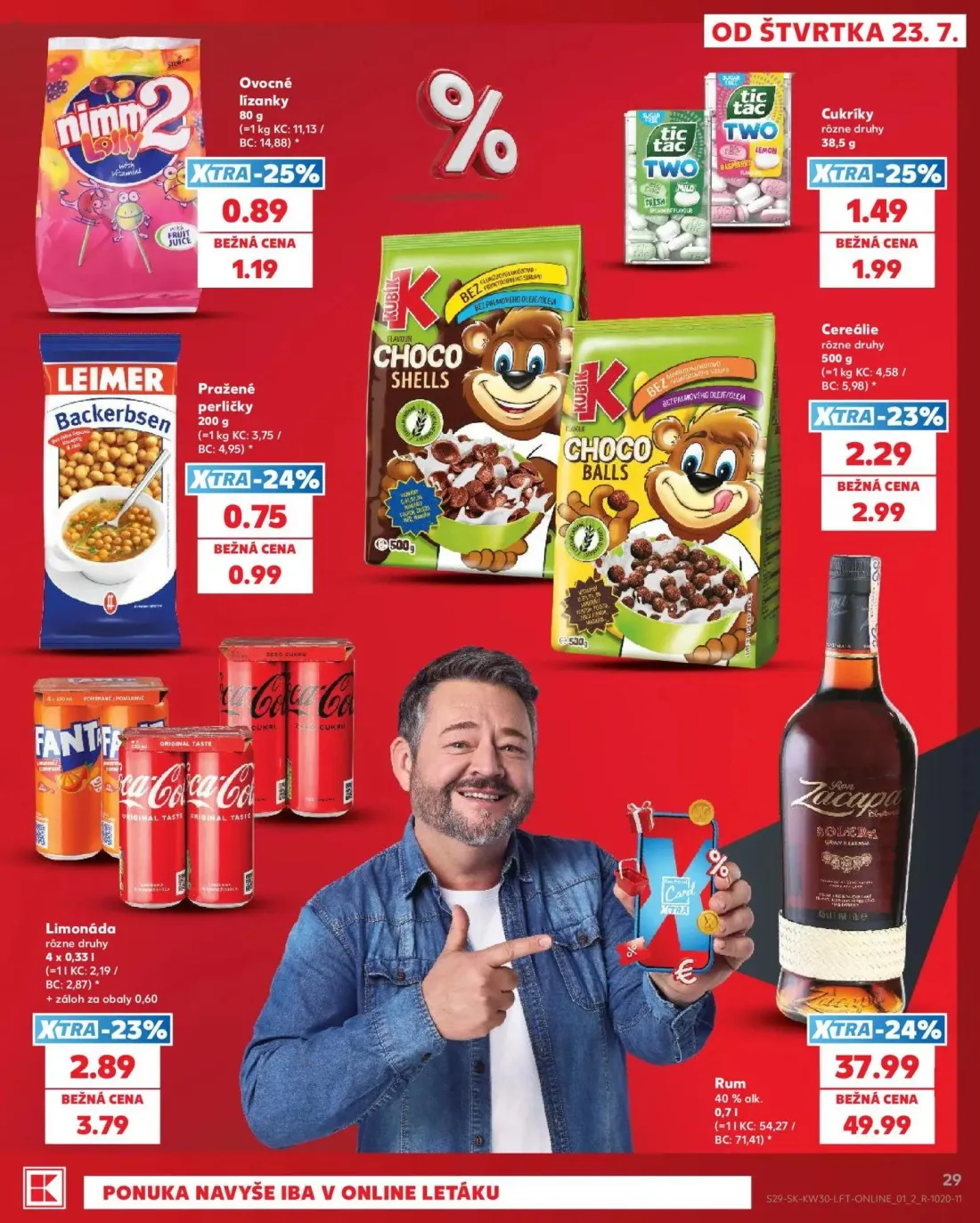 Kaufland leták, strana 29 z 74 — Rum, Limonáda rôzne druhy, Cereálie rôzne druhy