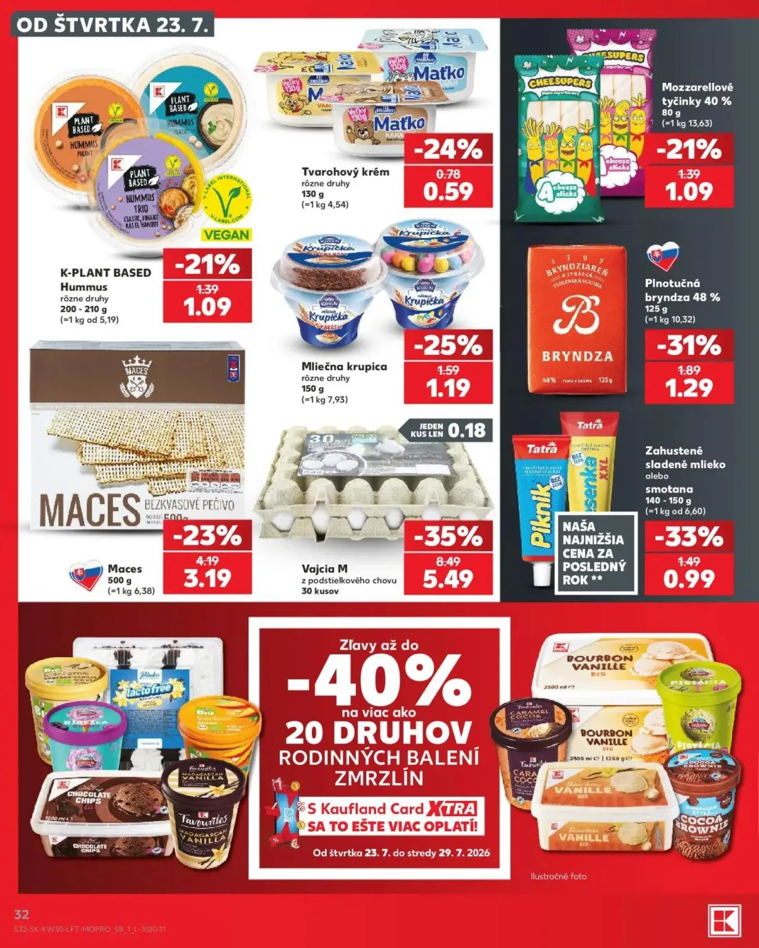 Kaufland leták, strana 32 z 74 — Vajcia M, Maces, Plnotučná bryndza