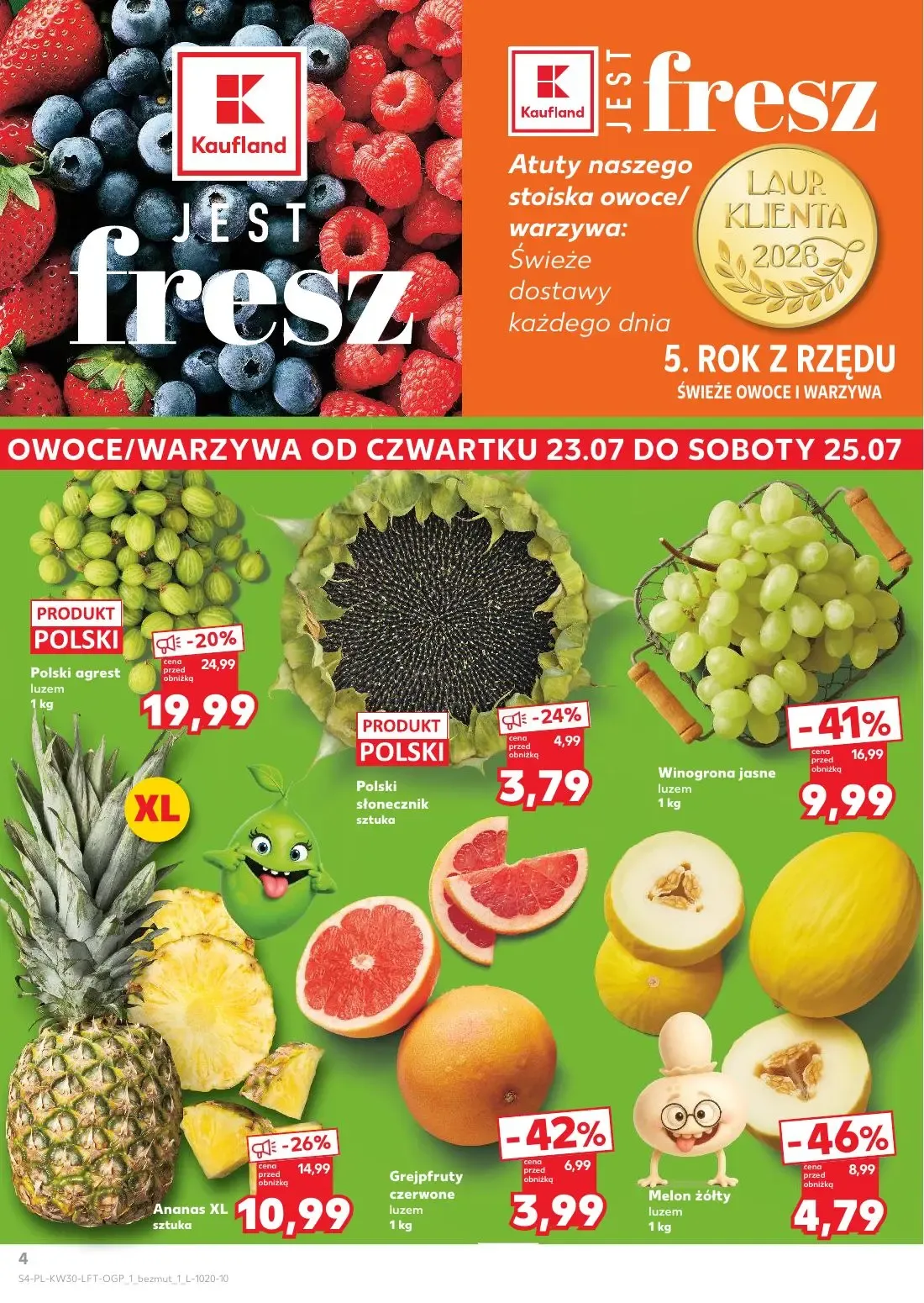 Kaufland gazetka, strona 4 z 68 — Winogrona jasne, Polski agrest, Melon żółty