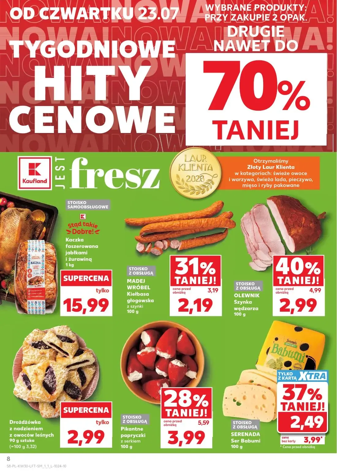 Kaufland gazetka, strona 8 z 68 — OLEWNIK Szynka wędzarza, Pikantne papryczki z serkiem, SERENADA Ser Babumi