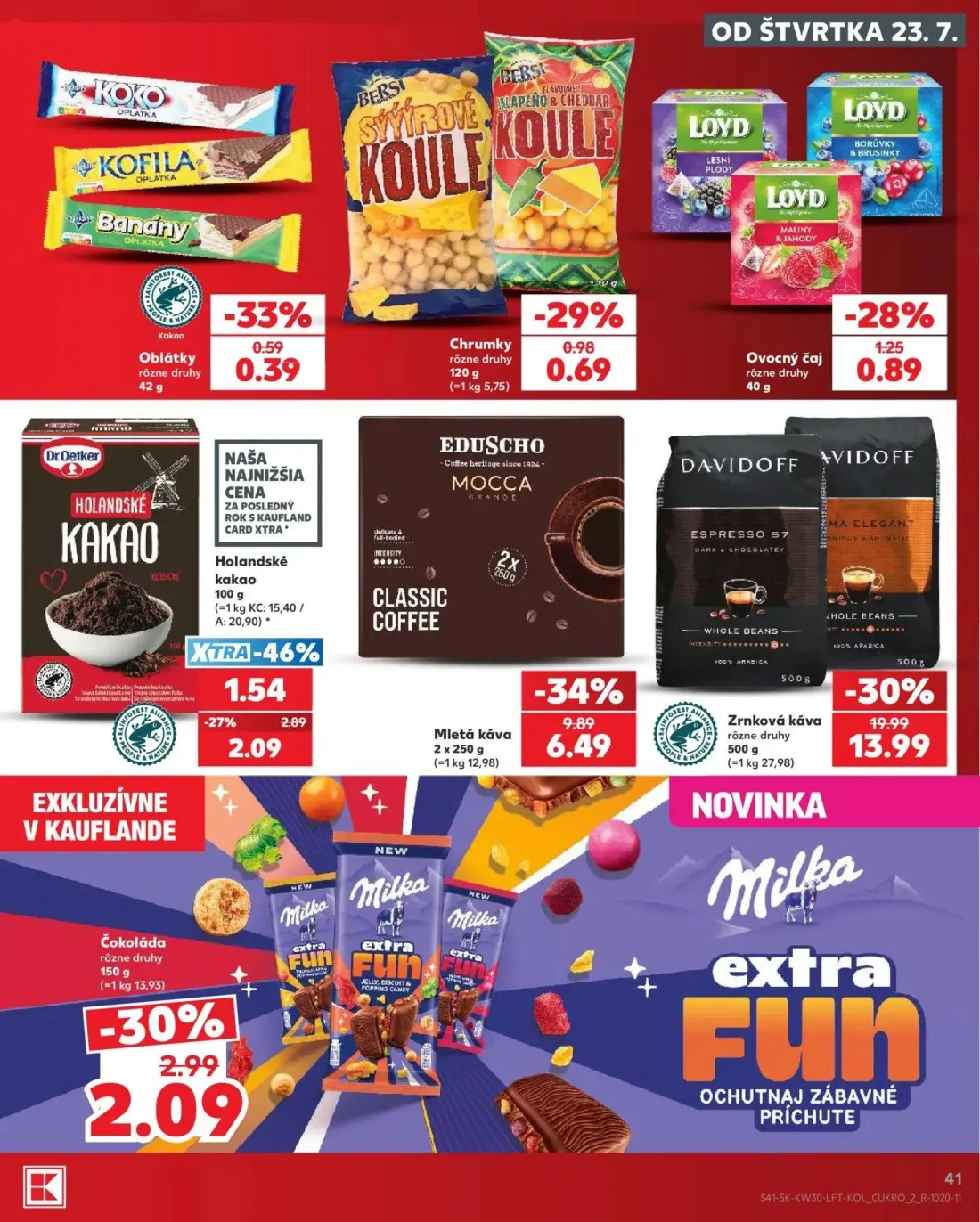 Kaufland leták, strana 41 z 74 — Zrnková káva, Mletá káva, Holandské kakao
