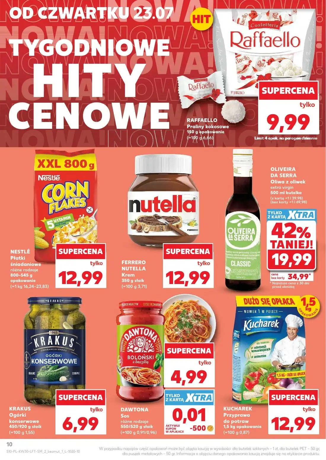 Kaufland gazetka, strona 10 z 68 — OLIVEIRA DA SERRA Oliwa z oliwek extra virgin, Raffaello Praliny kokosowe, NESTLÉ Płatki …