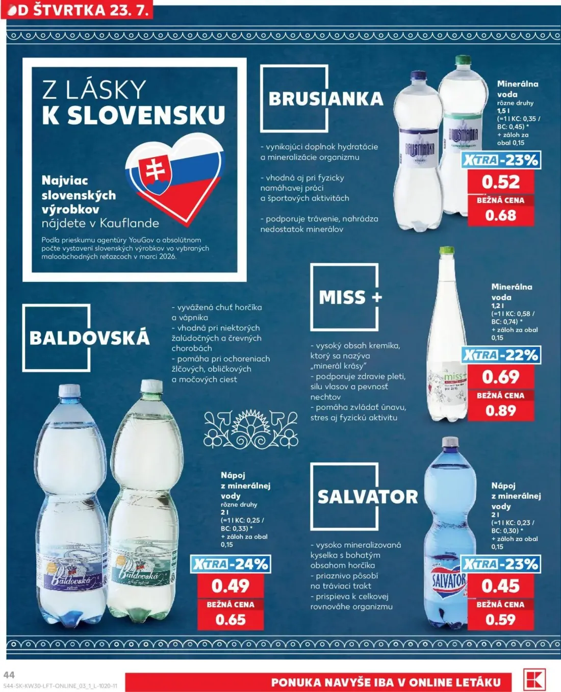 Kaufland leták, strana 44 z 74 — Minerálna voda, Minerálna voda, Nápoj z minerálnej vody