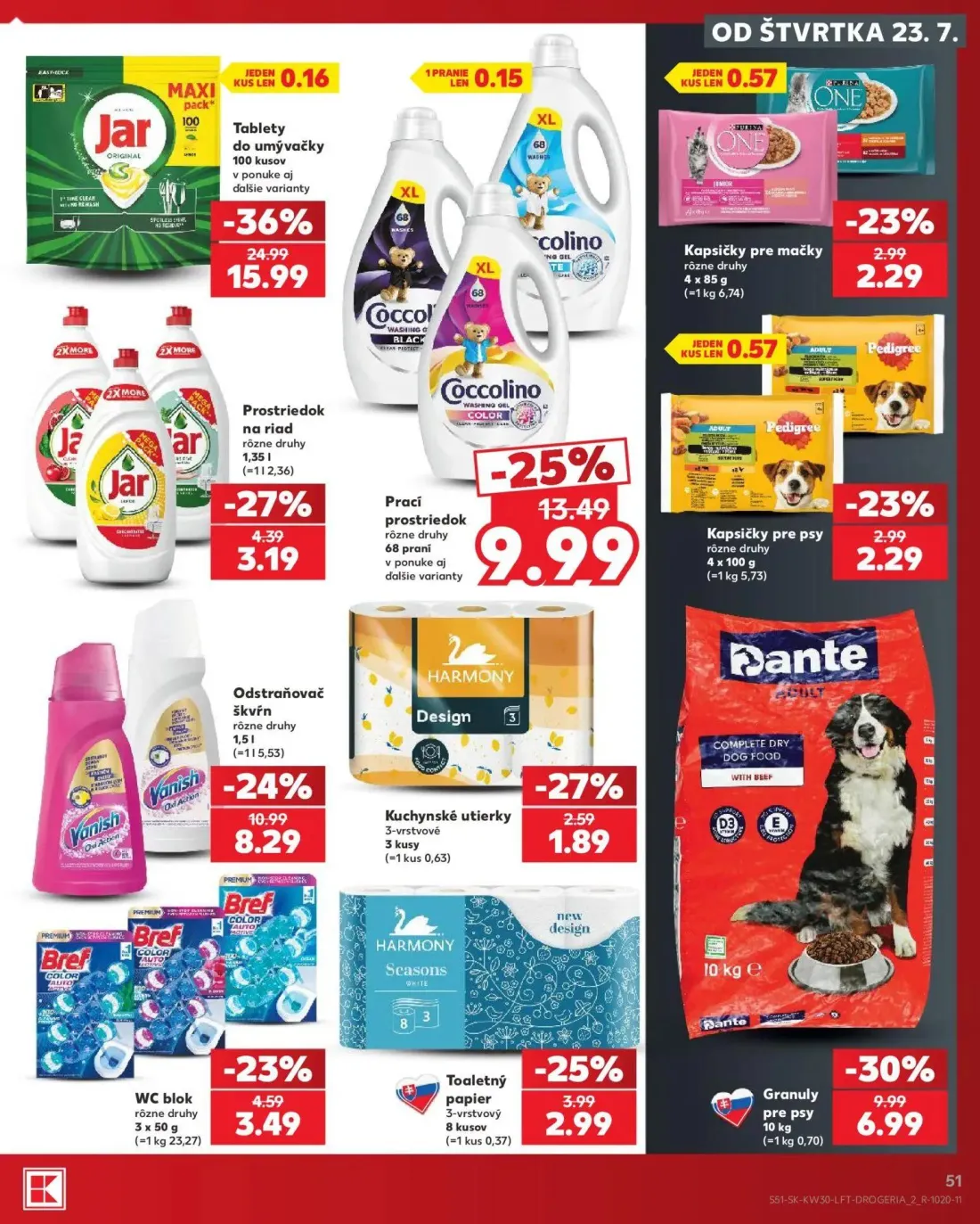 Kaufland leták, strana 51 z 74 — Tablety do umývačky, Prací prostriedok, Granuly pre psy
