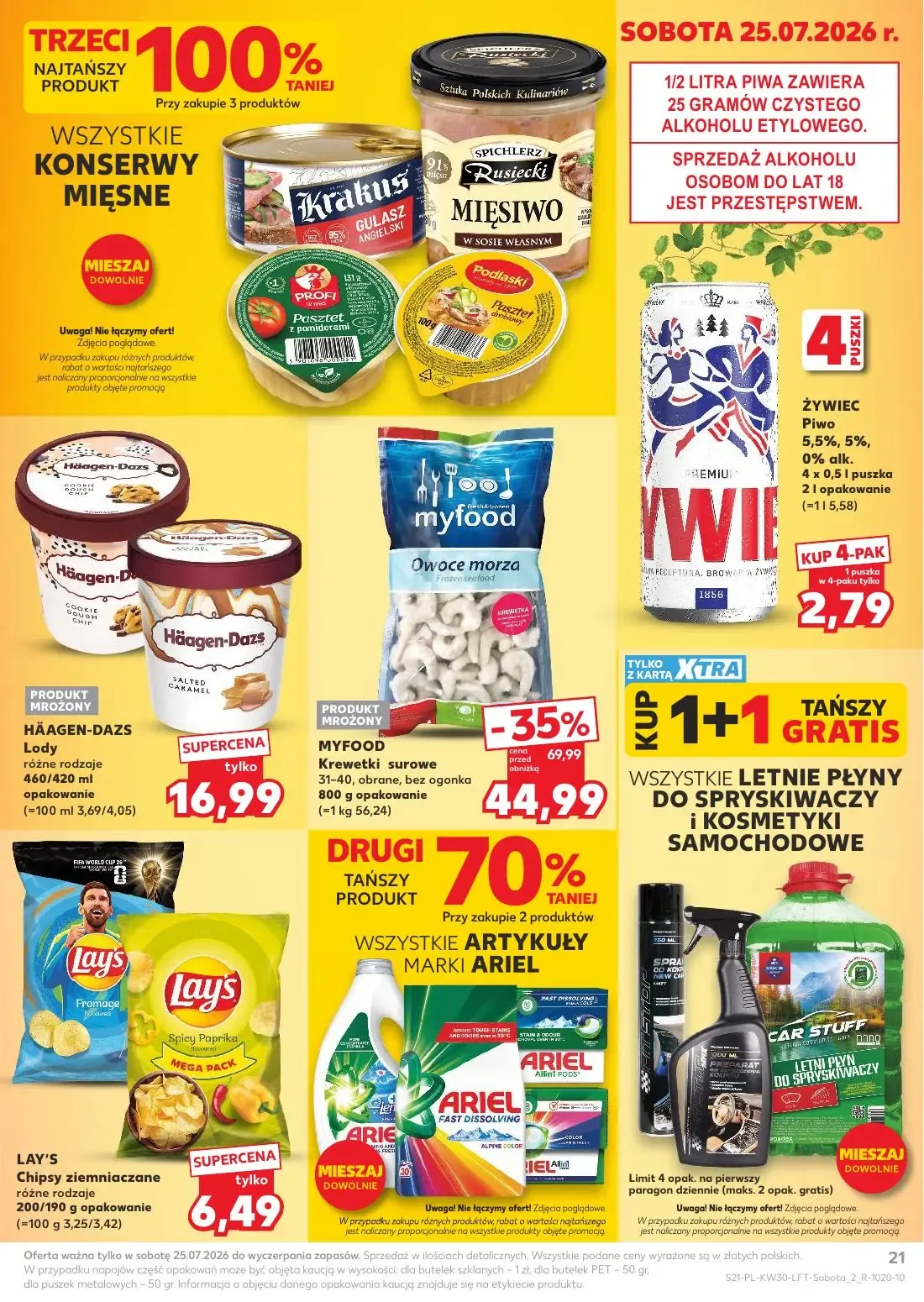 Kaufland gazetka, strona 21 z 68 — Myfood Krewetki surowe, Żywiec Piwo, Häagen-Dazs Lody