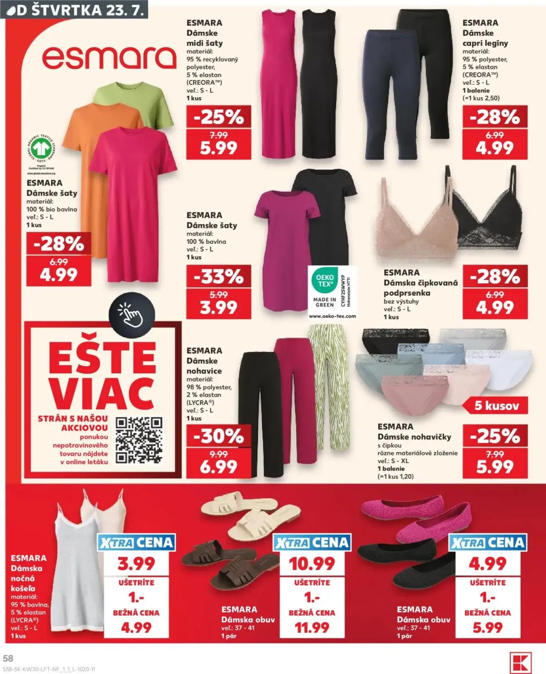 Kaufland leták, strana 58 z 74 — Dámske nohavice, Dámske midi šaty, Dámske capri legíny