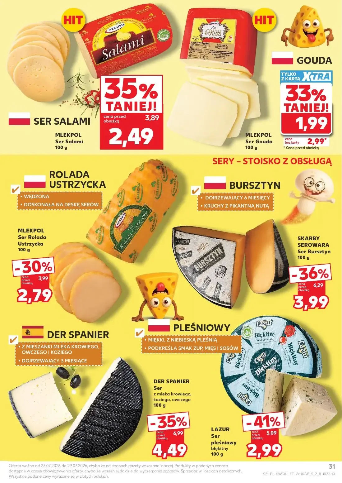 Kaufland gazetka, strona 31 z 68 — DER SPANIER Ser z mleka krowiego, koziego, owczego, Ser Bursztyn, LAZUR Ser pleśniowy błę…
